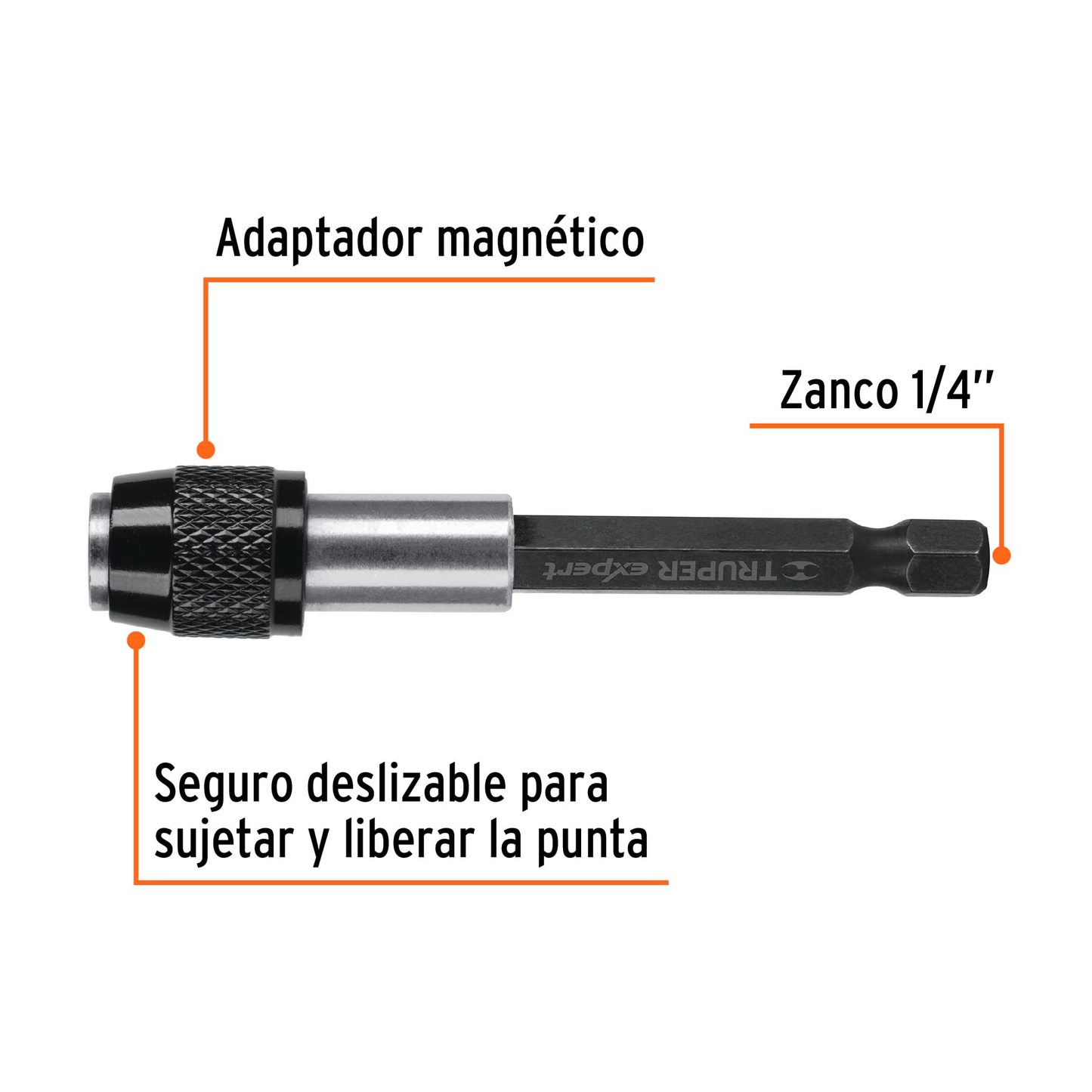 Adaptador magnético p/puntas, cambio rápido, 125mm,Expert