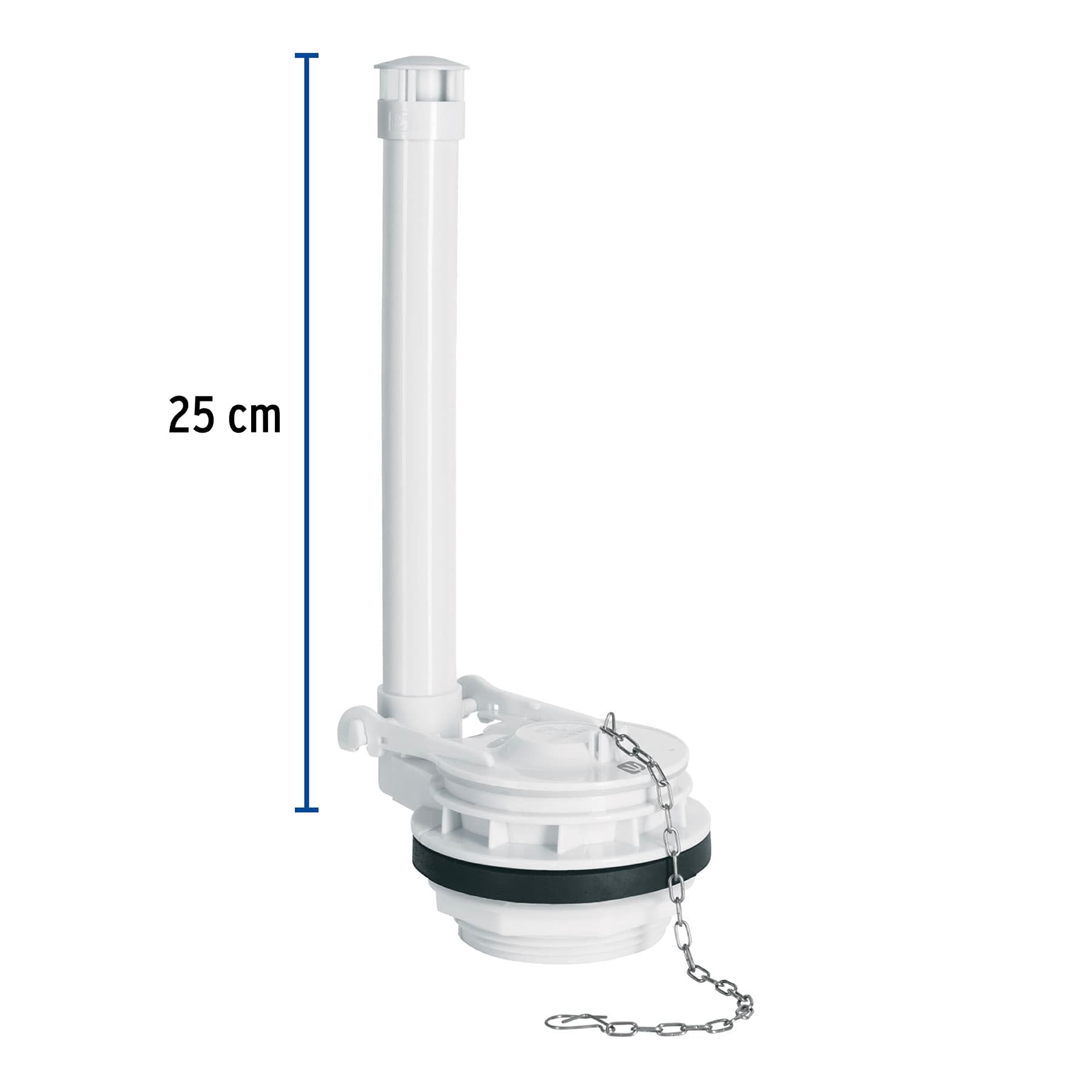 Válvula de descarga de 3' p/sanitario dos pzas,cadena Inox