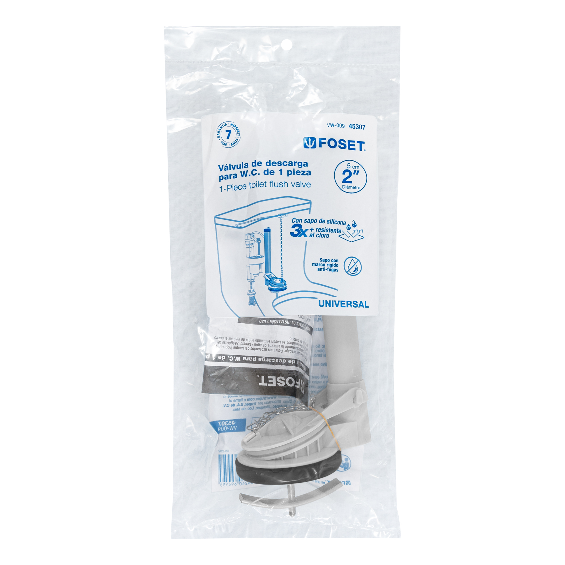 Válvula de descarga de 2' p/sanitario una pza,cadena inox