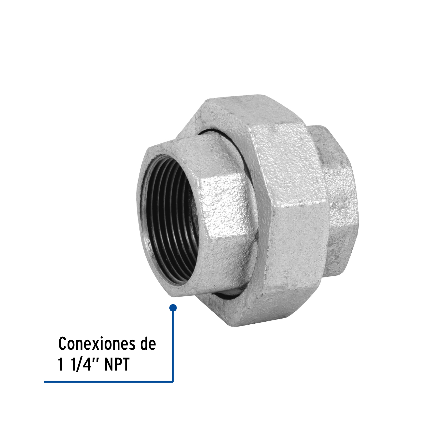 Tuerca unión, acero galvanizado, 1-1/4" (PIEZA)