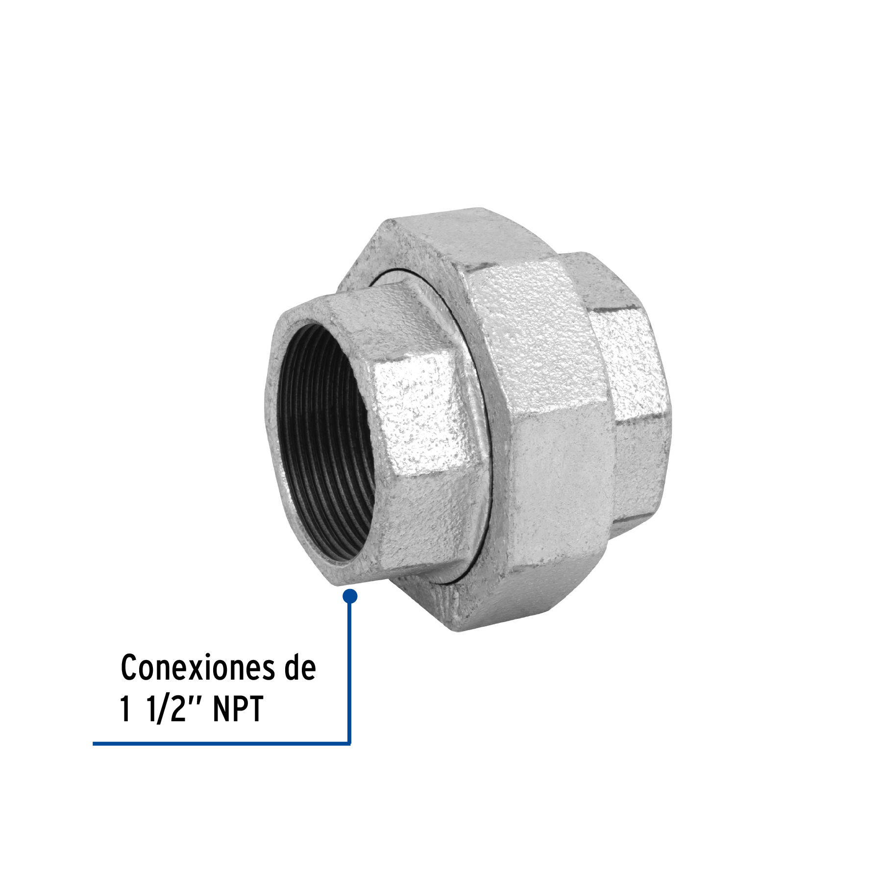 Tuerca unión, acero galvanizado, 1-1/2"( PIEZA)