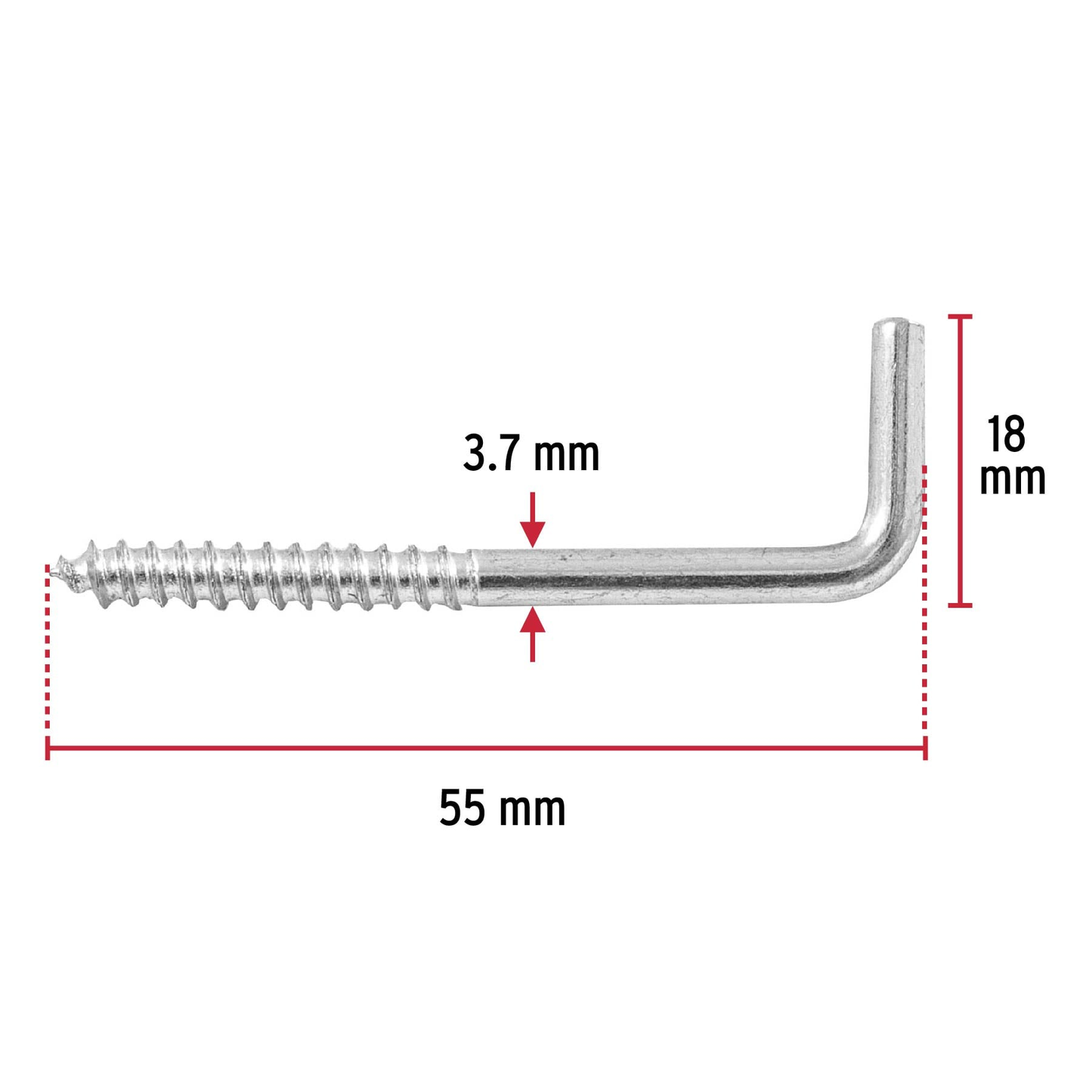 Alcayata roscada, 20 X 70 mm, caja 144 piezas