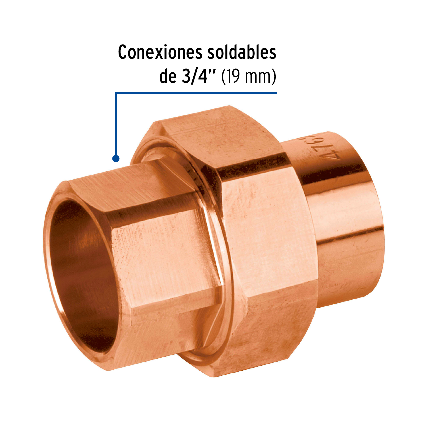 Tuerca unión de cobre, 3/4', Basic