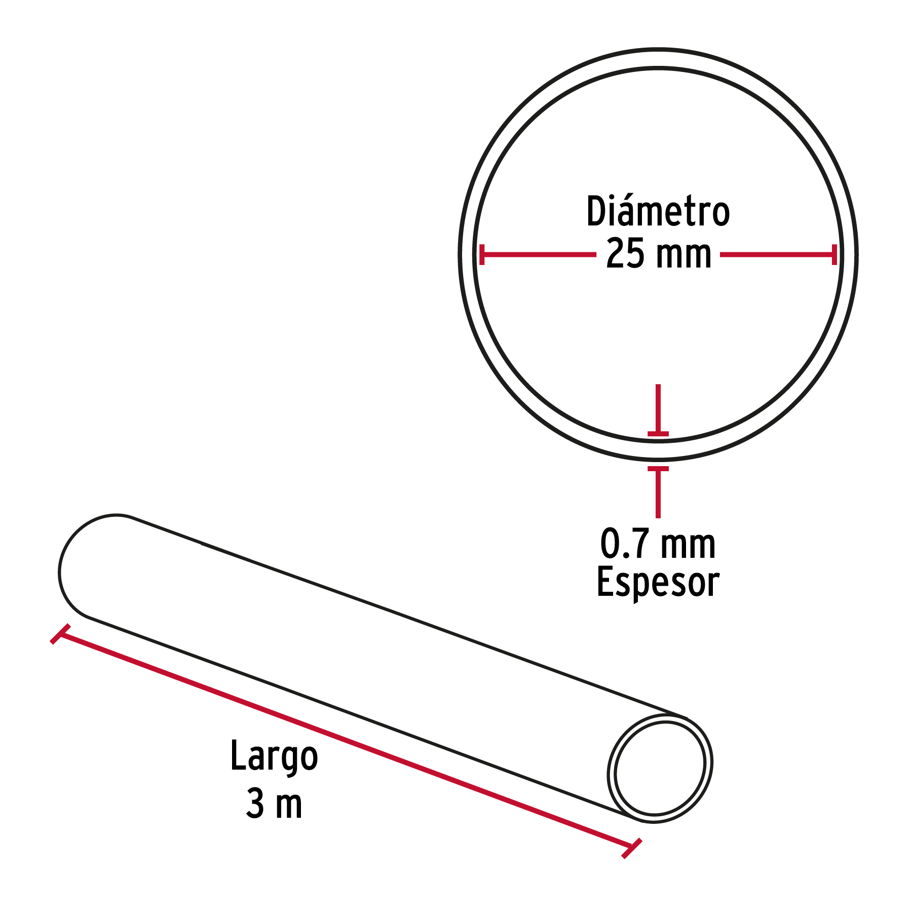 Tubo redondo de 3.0 m en aluminio para closet, Hermex