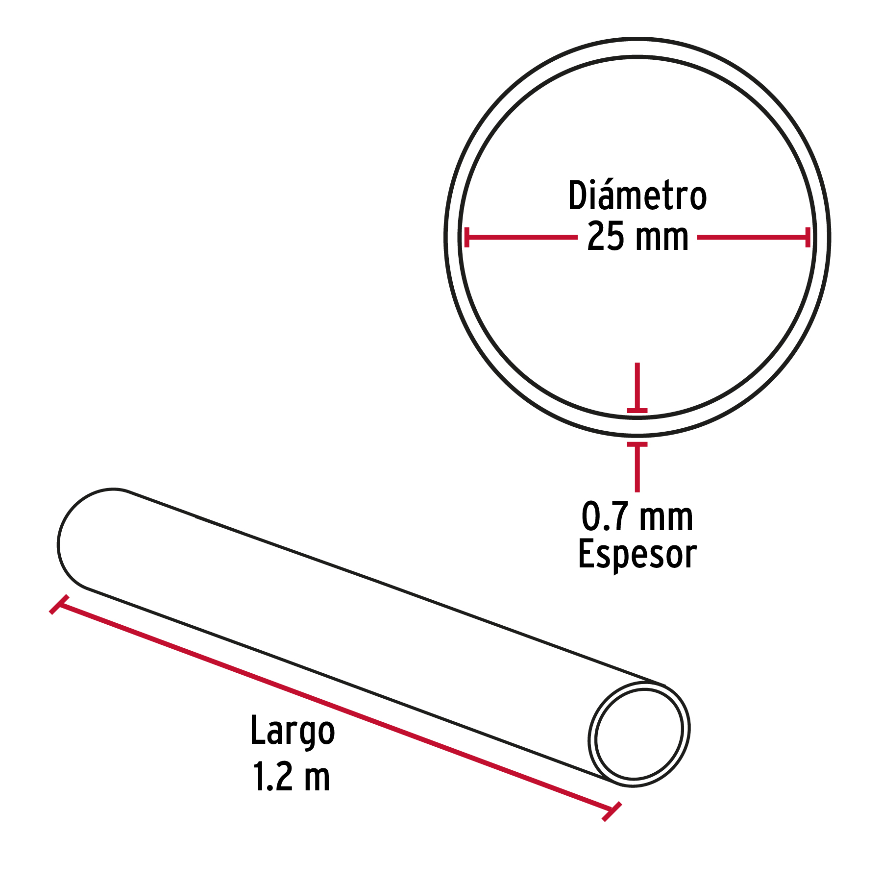 Tubo redondo de 1.2 m en acero cromado para closet, Hermex