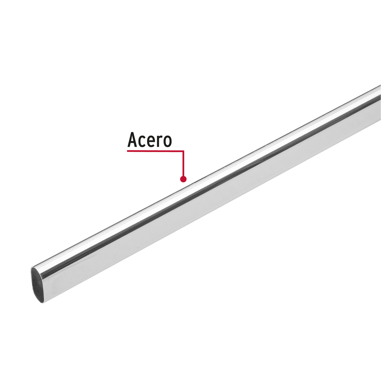 Tubo ovalado de 2.4 m en acero cromado para closet, Hermex