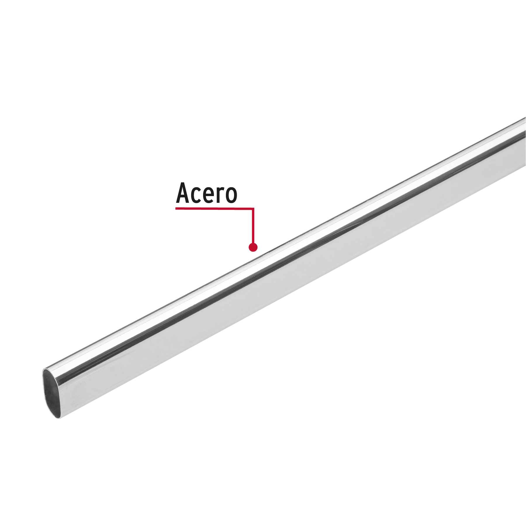 Tubo ovalado de 2.4 m en acero cromado para closet, Hermex