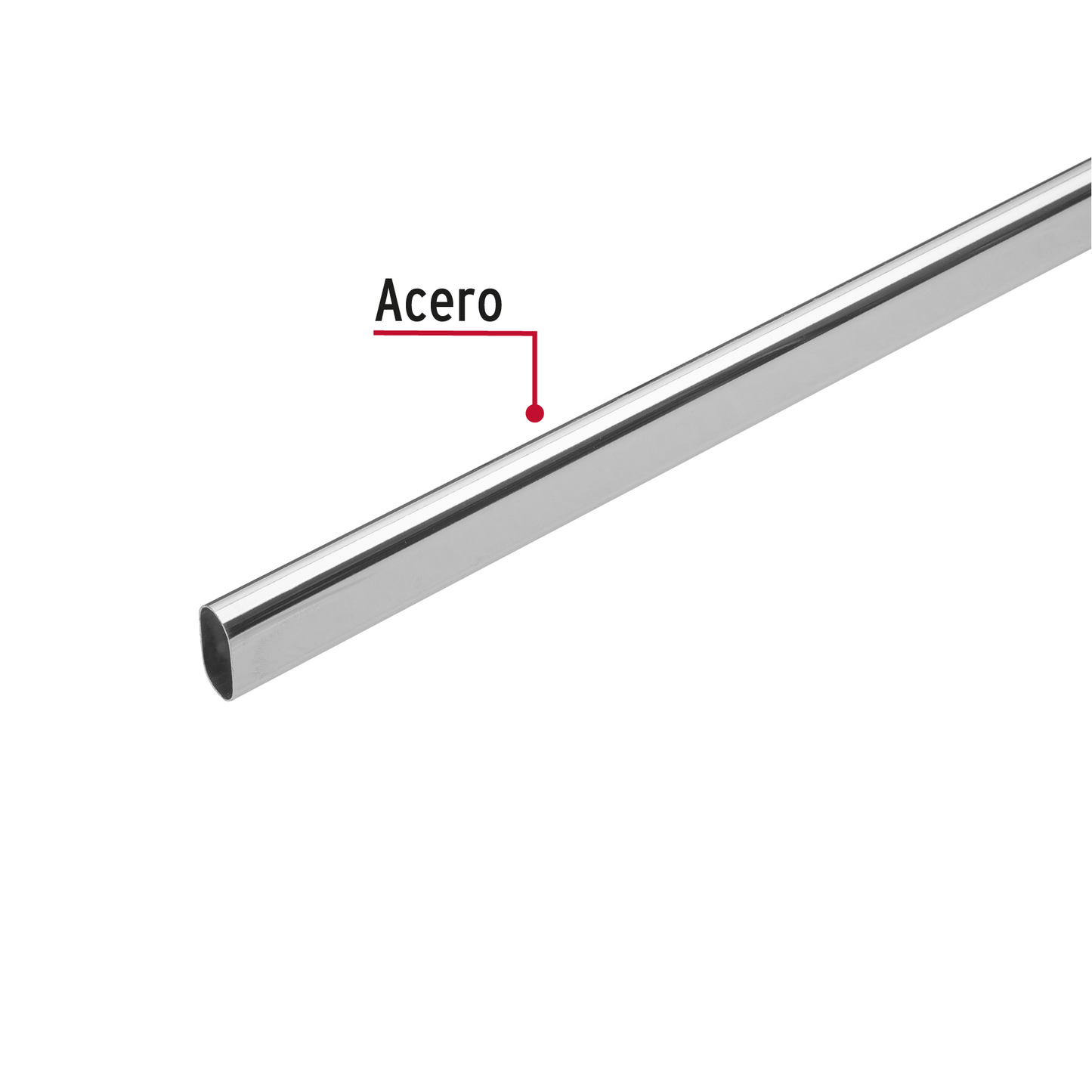 Tubo ovalado de 1.8 m en acero cromado para closet, Hermex
