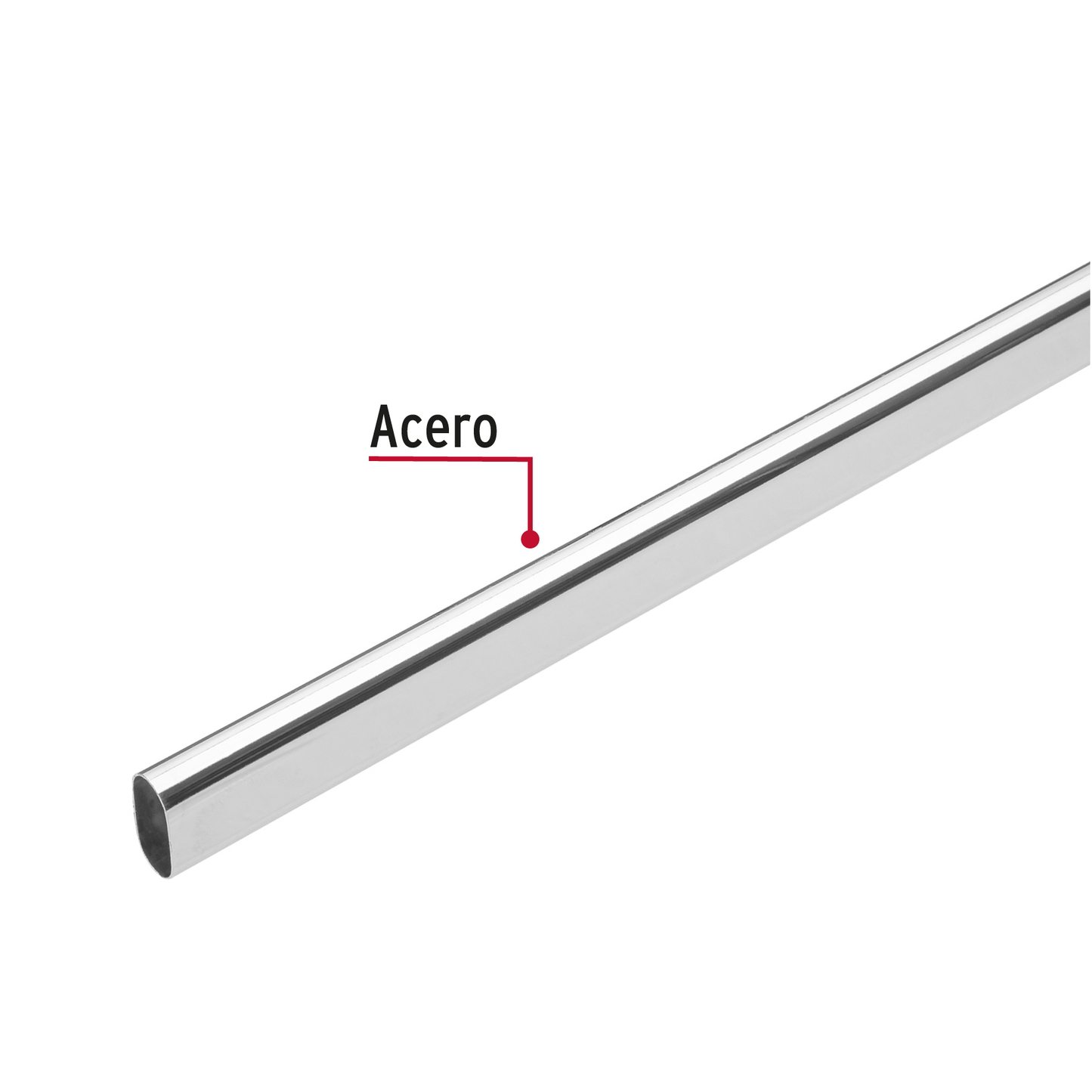 Tubo ovalado de 1.2 m en acero cromado para closet, Hermex
