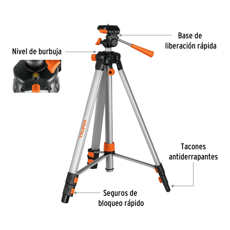 Tripié extensible de aluminio para nivel láser, 50-150 cm