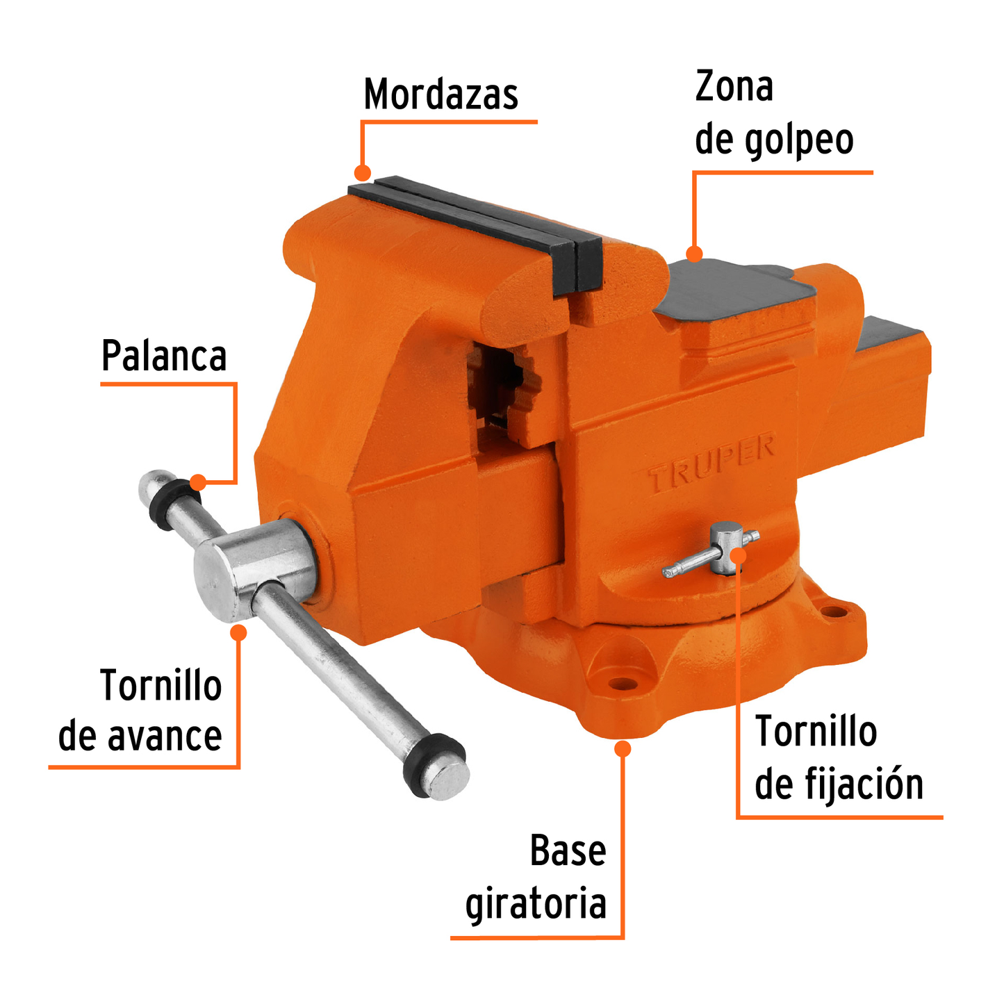 Tornillos de banco uso industrial, hierro nodular, 6" SUSTITUYE 100241