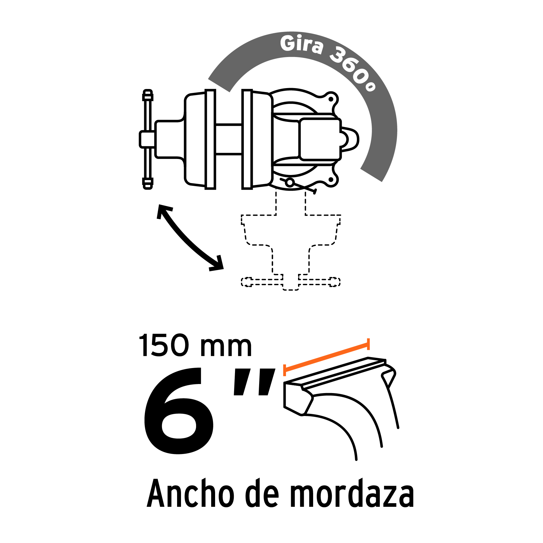 Tornillos de banco uso industrial, hierro nodular, 6" SUSTITUYE 100241