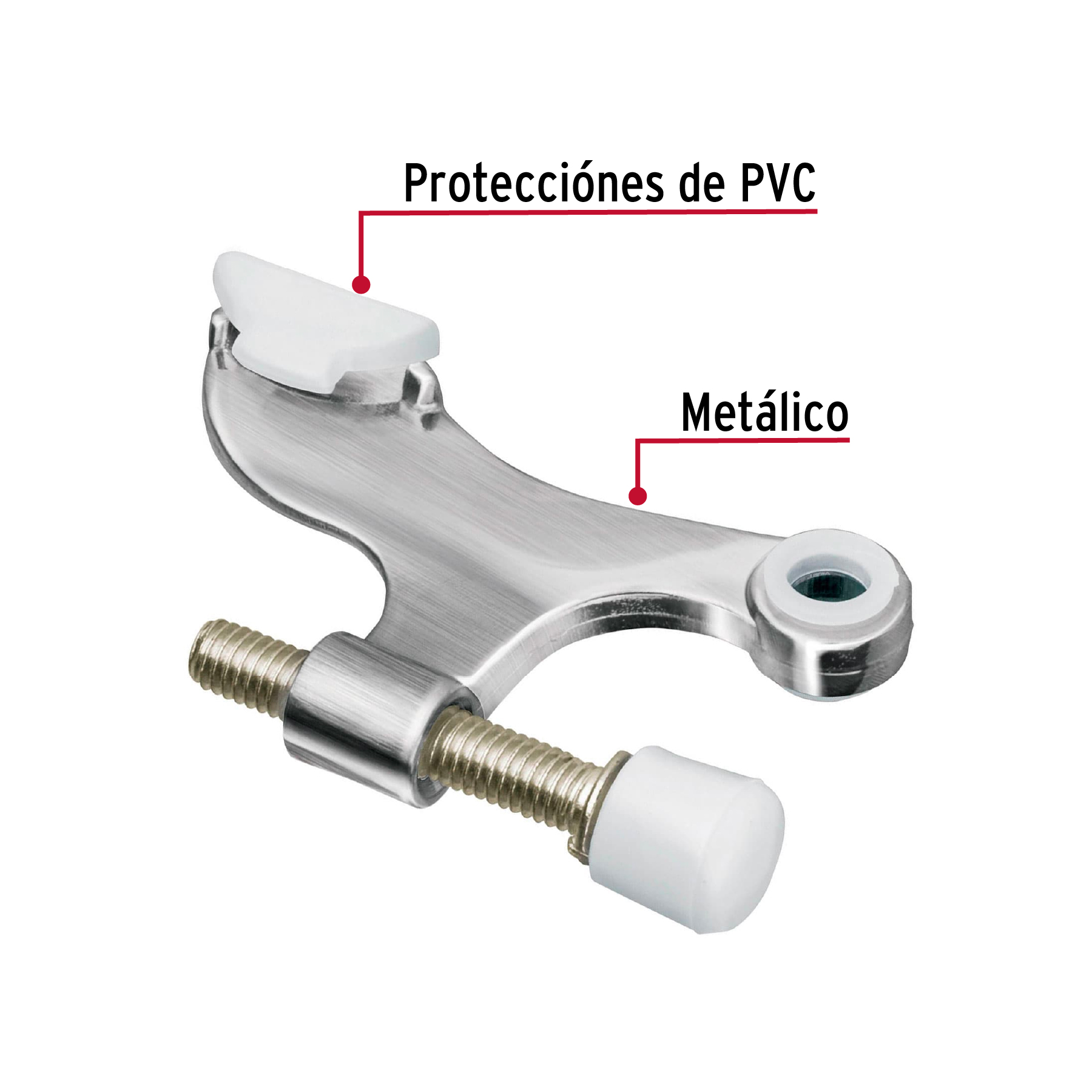 Tope de puerta para perno de bisagra, cromo mate