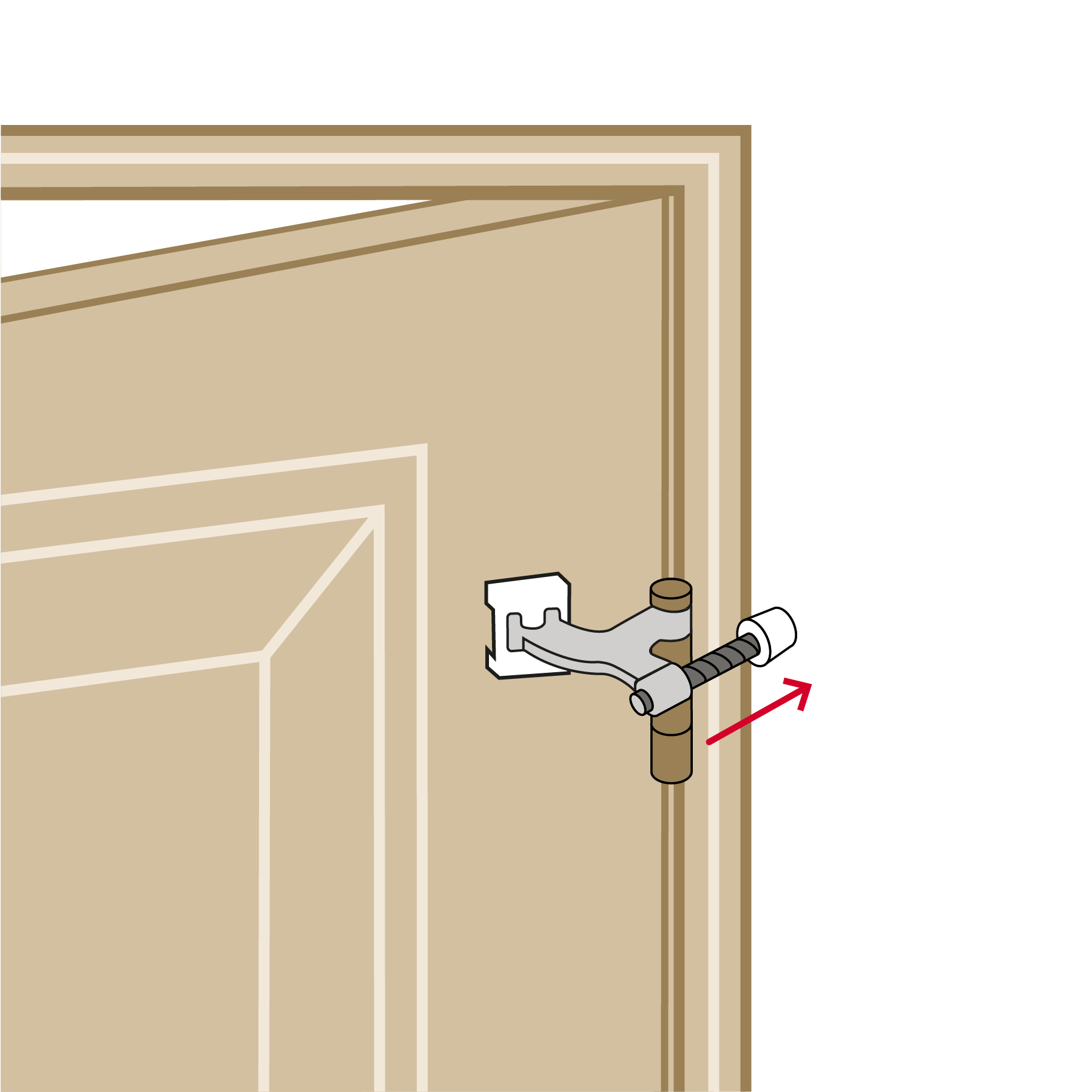 Tope de puerta para perno de bisagra, cromo mate