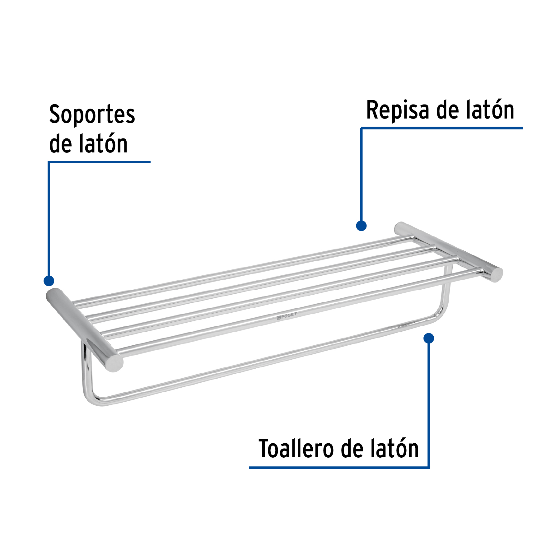 Toallero repisas portatoalla, cromado, línea Element
