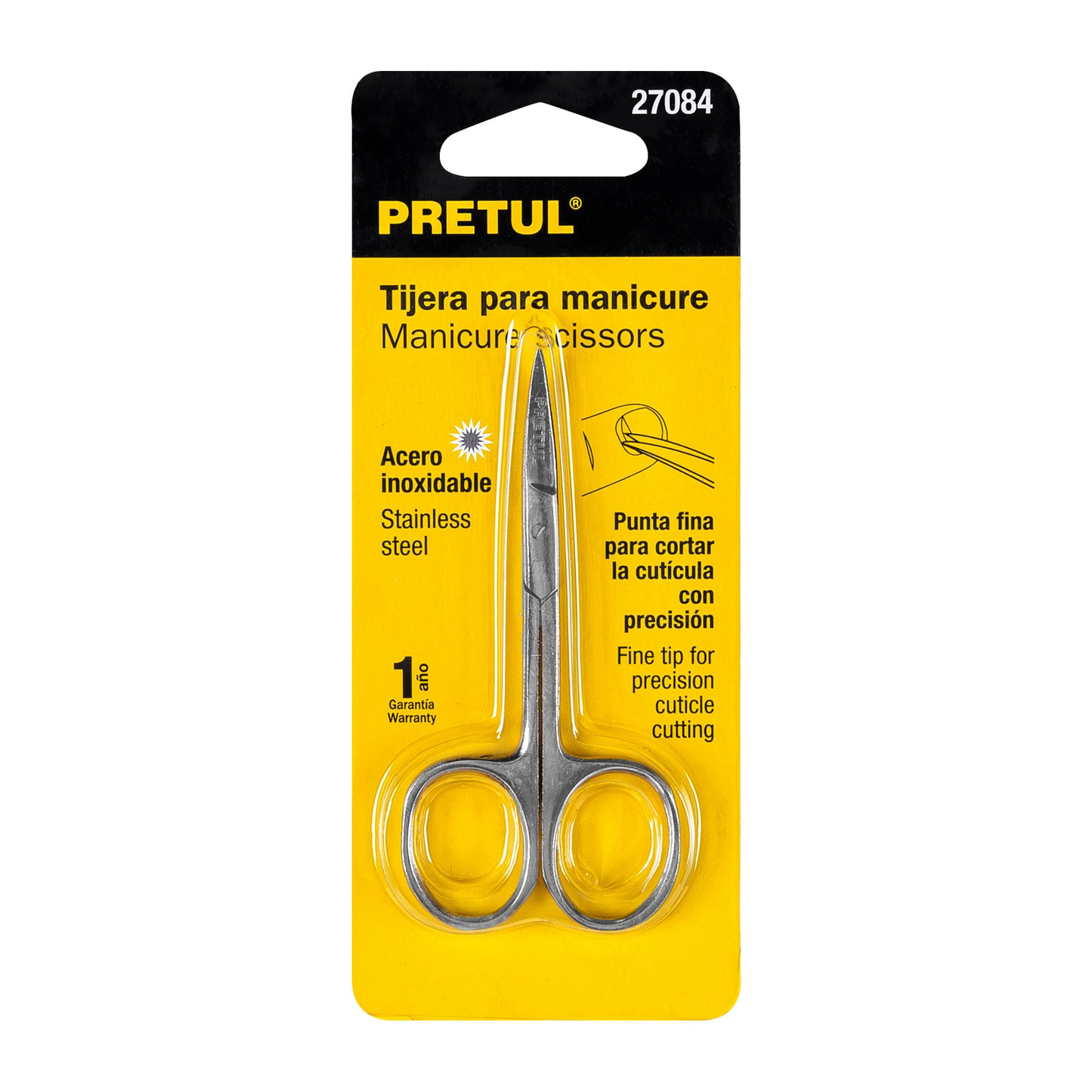 Tijera para manicura, punta curva, 3-1/2'