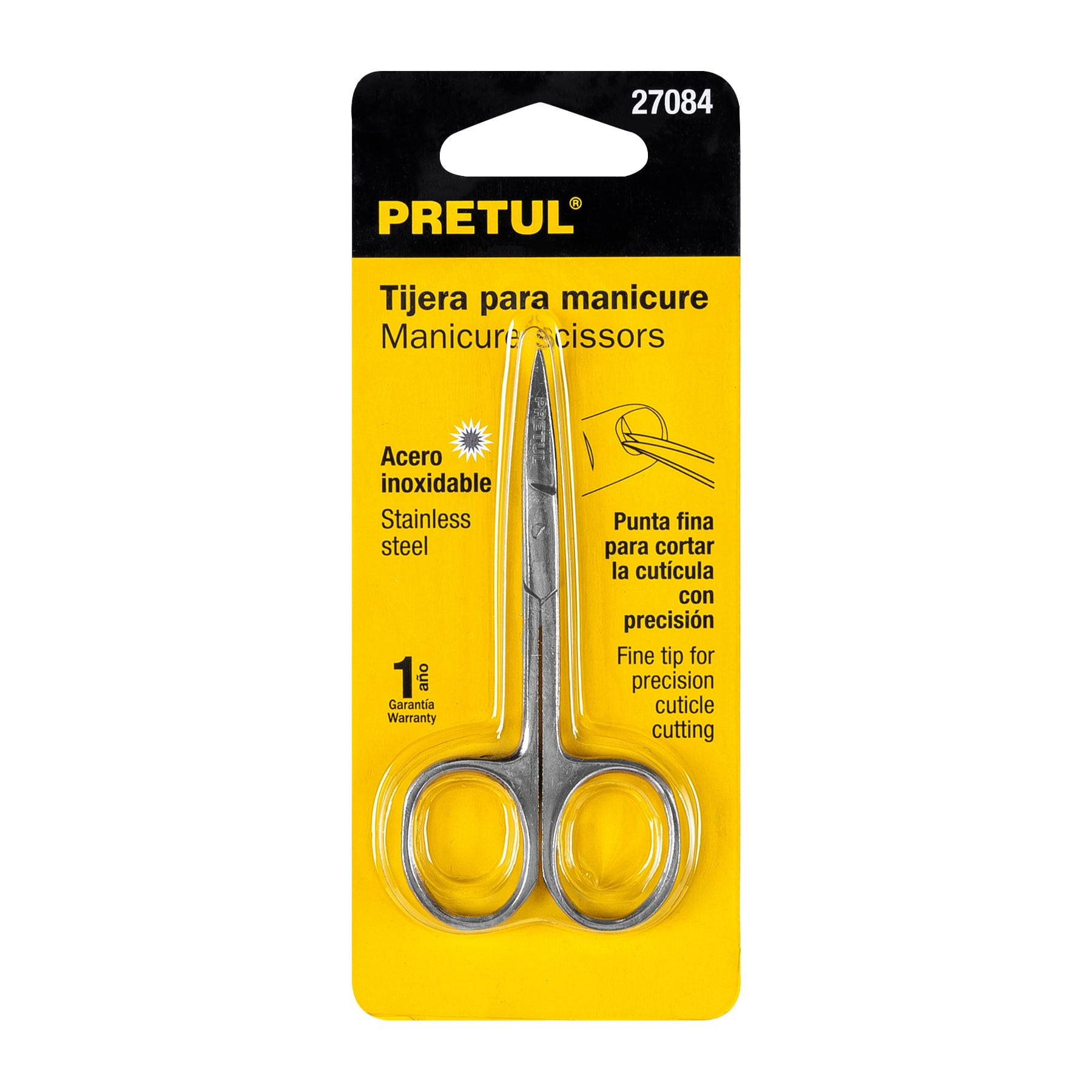 Tijera para manicura, punta curva, 3-1/2'