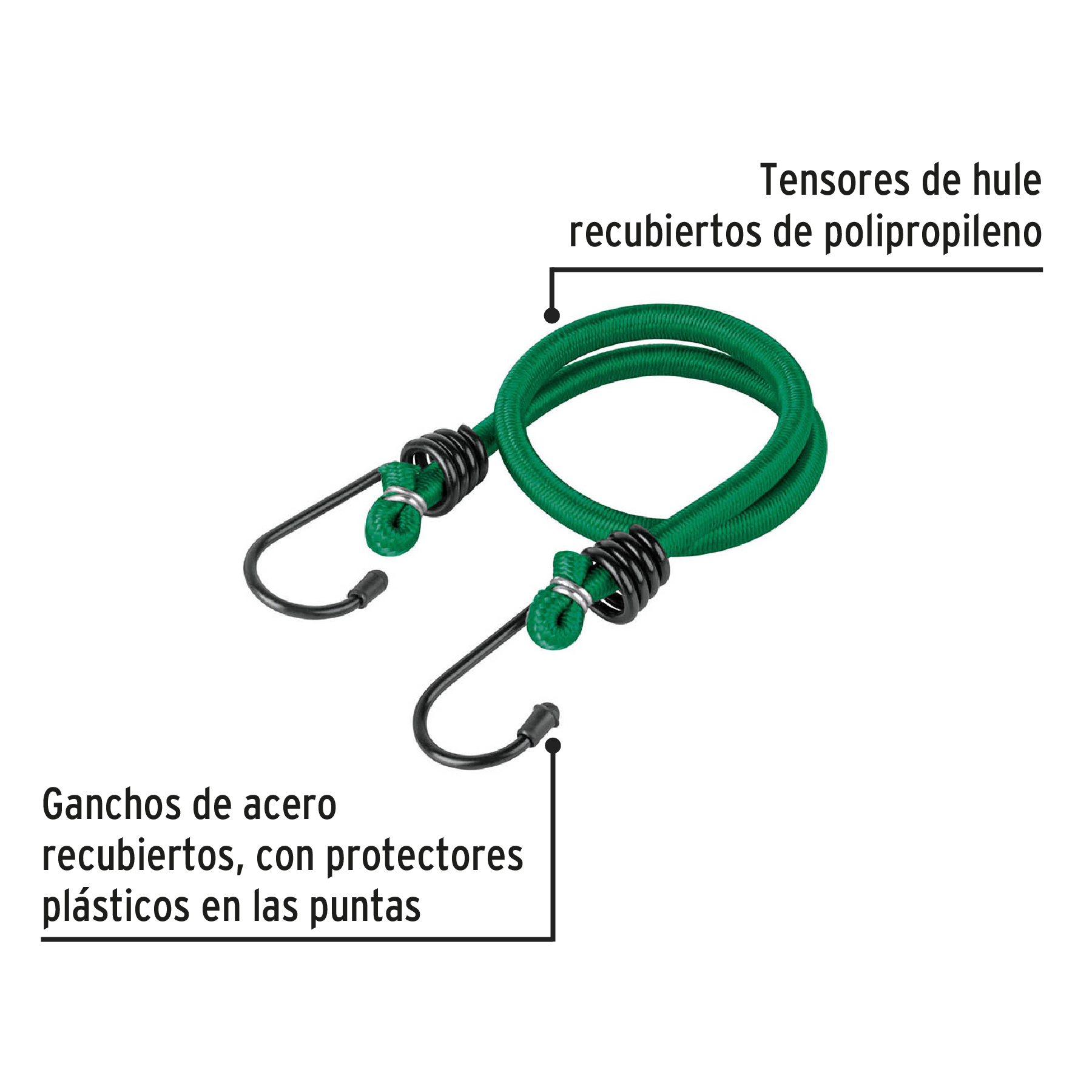 Tensores elásticos 45cm, 2 piezas,Pretul
