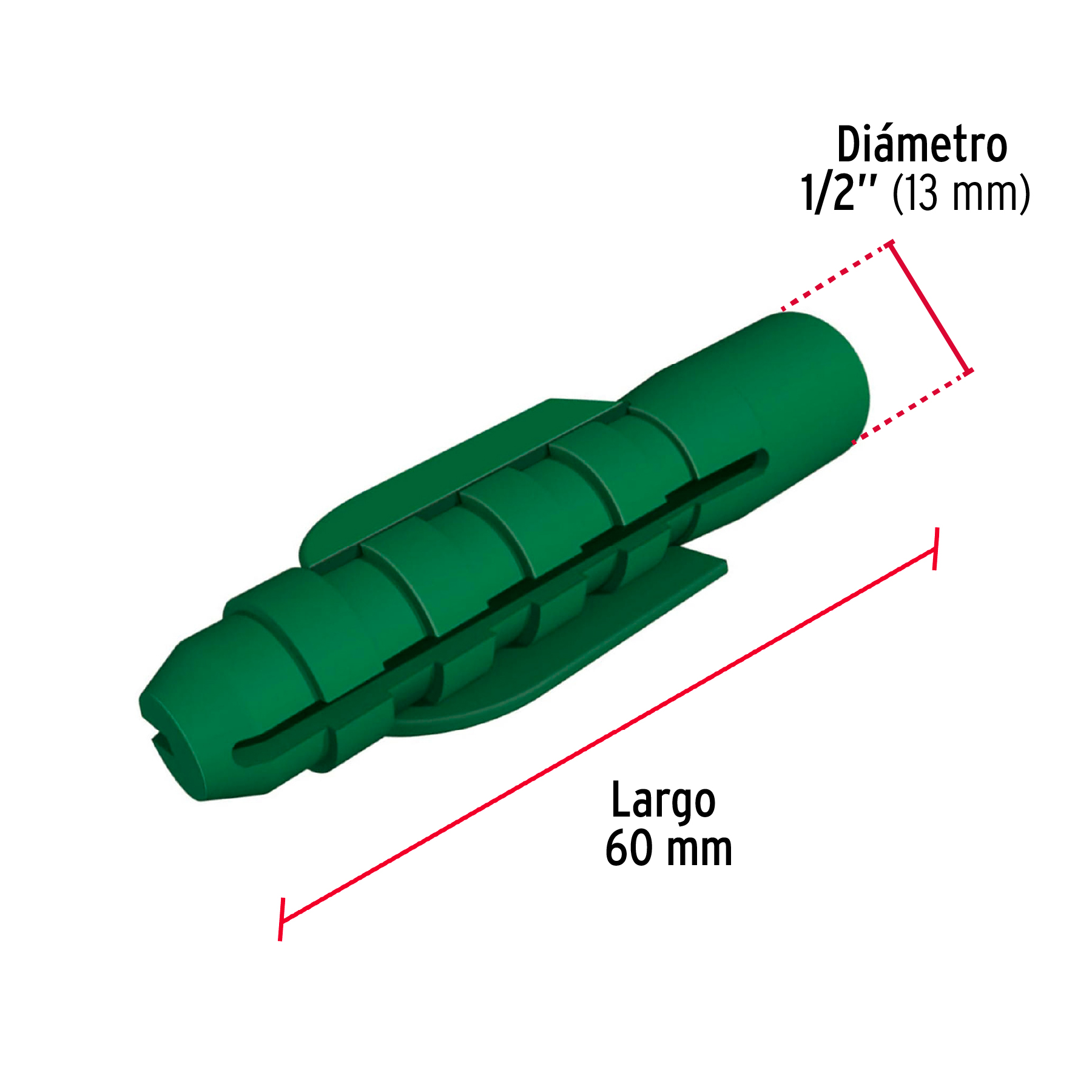 Taquete plástico de 1/2', 50 piezas