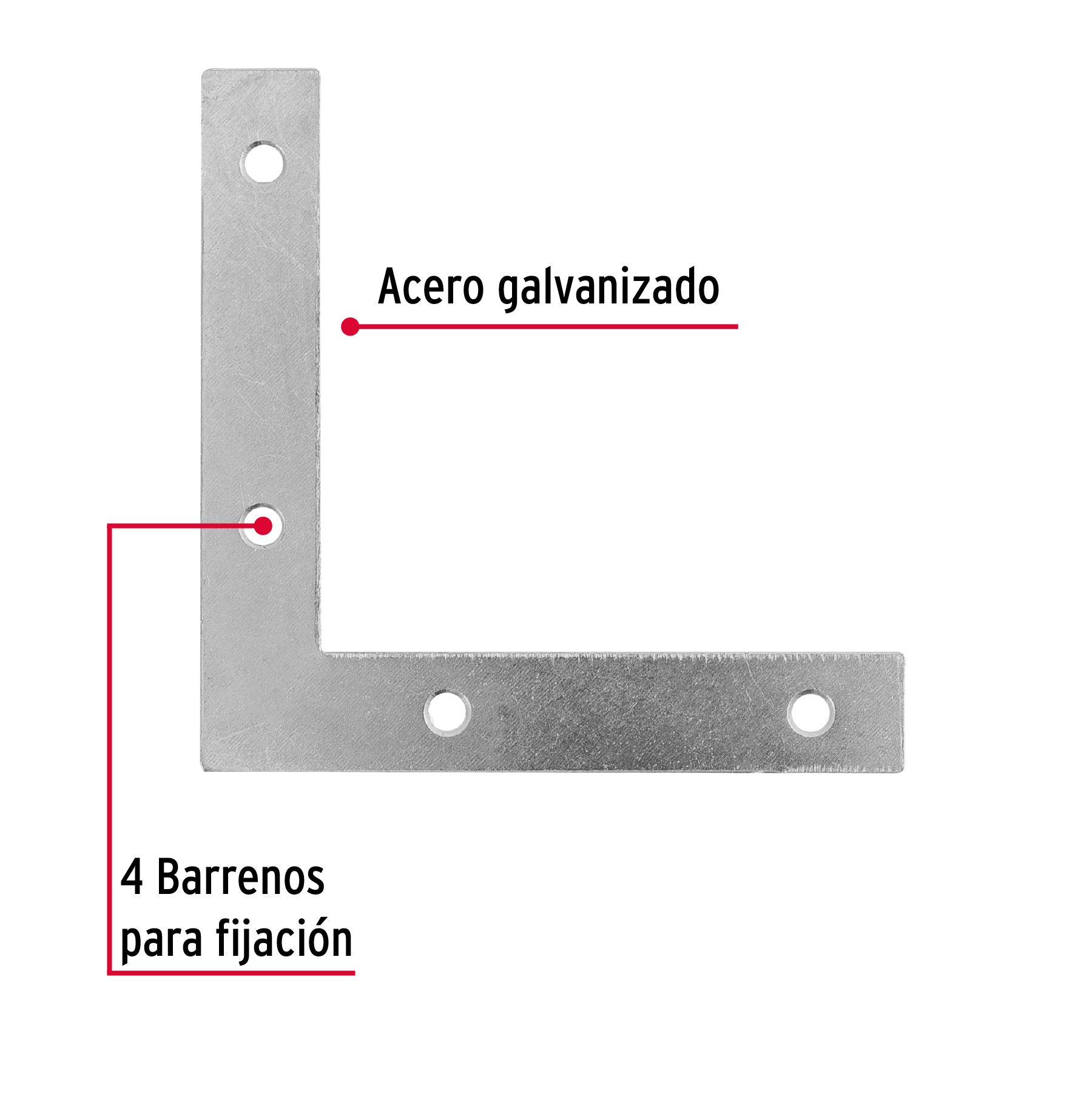 Escuadra cantonera, 3-1/2" x 3-1/2"