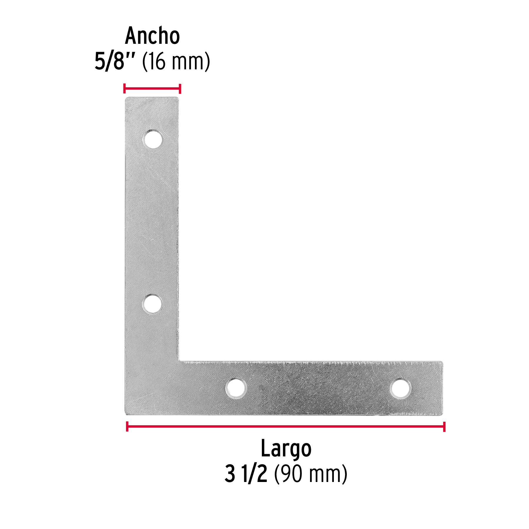 Escuadra cantonera, 3-1/2" x 3-1/2"