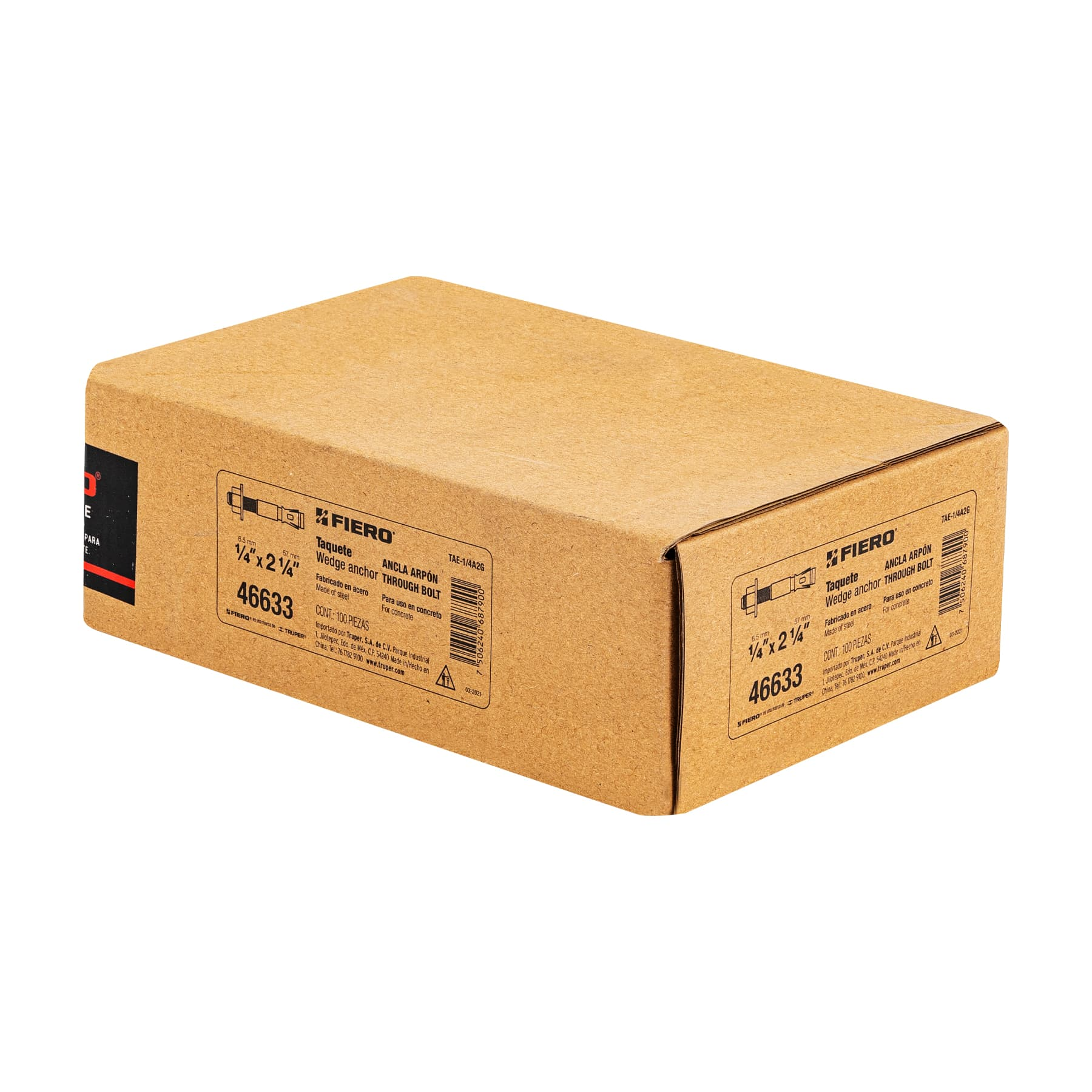 Taquete arpón 1/4' X 2-1/4', caja 100 pzs