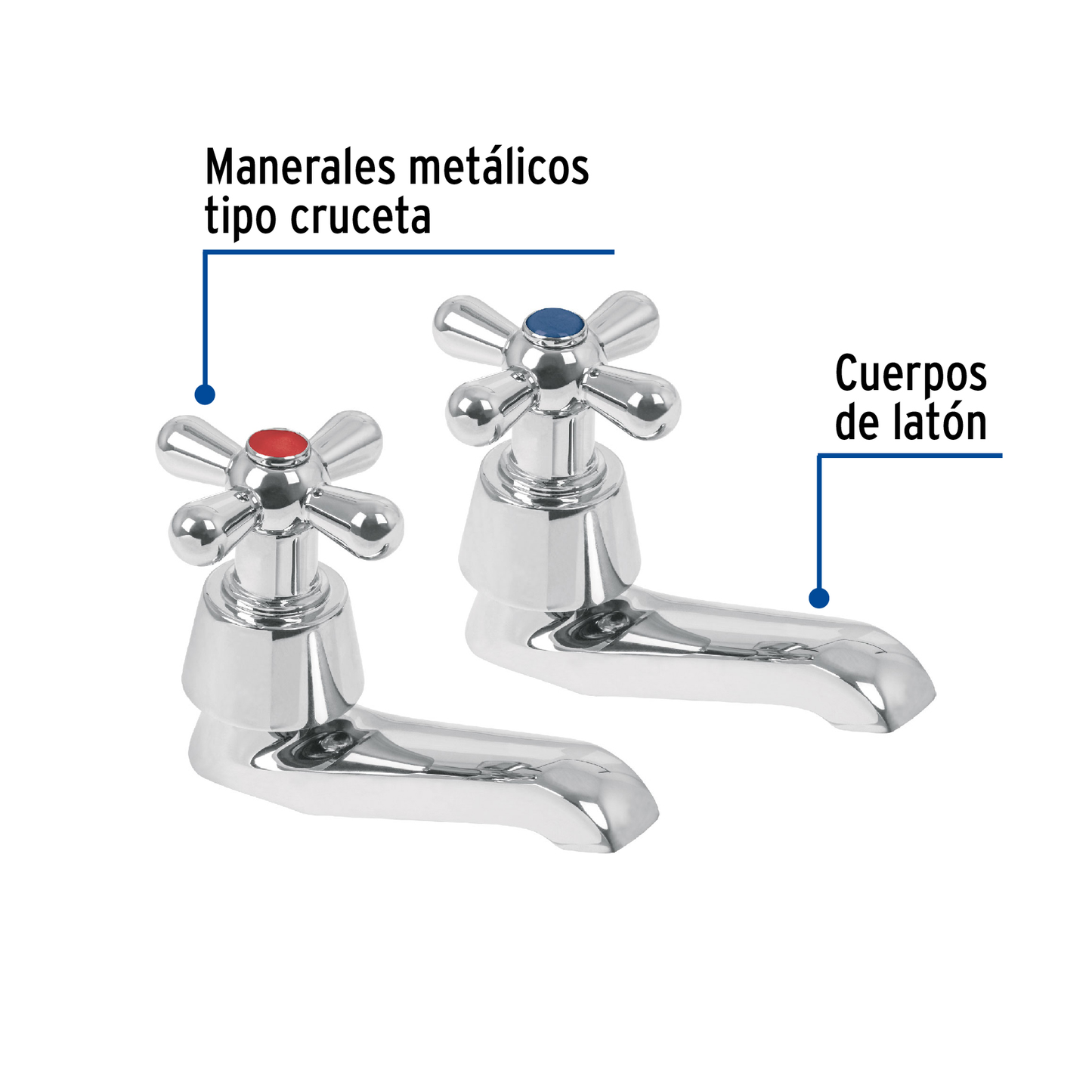 Juego 2 llaves para lavabo, manerales de cruceta, Aqua