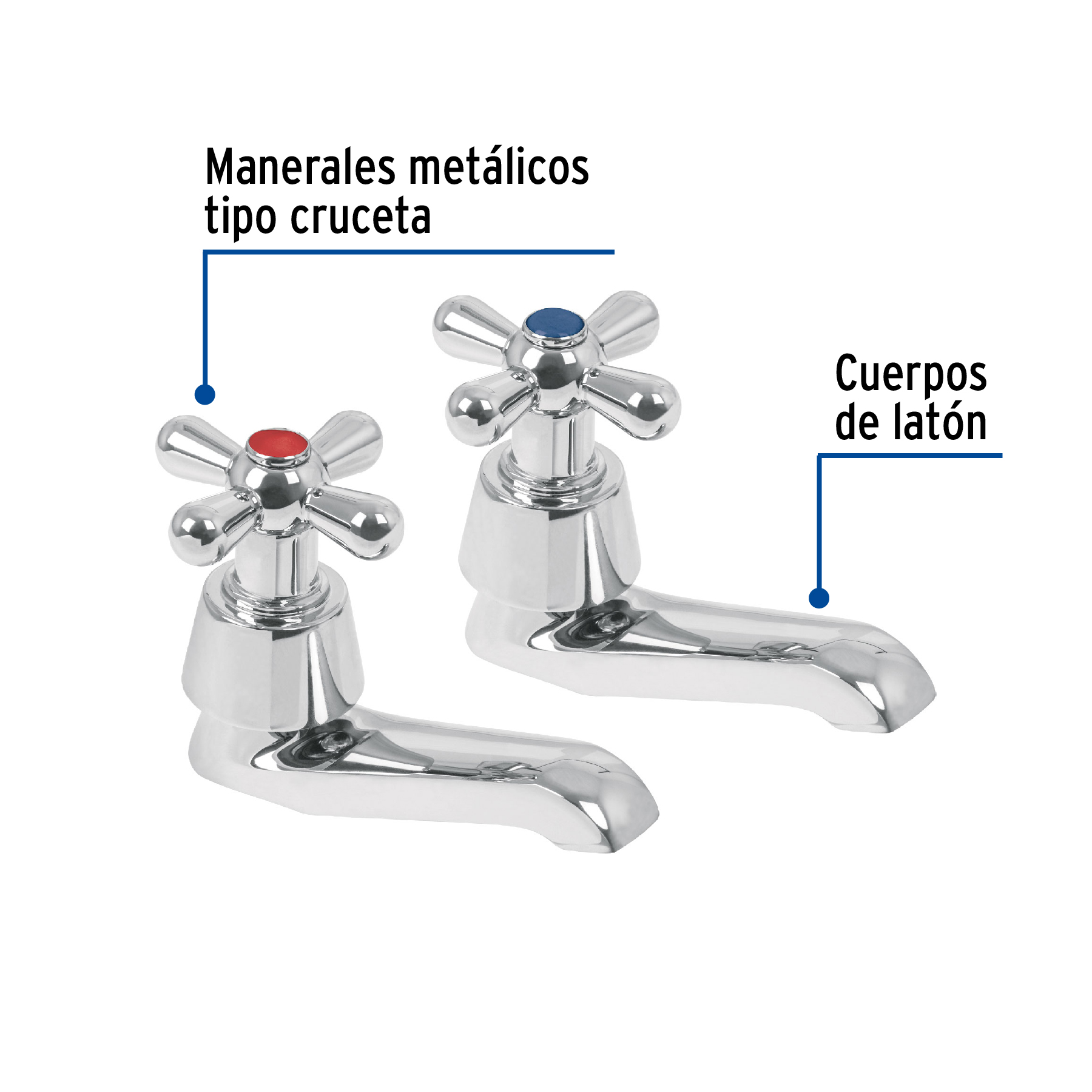 Juego 2 llaves para lavabo, manerales de cruceta, Aqua