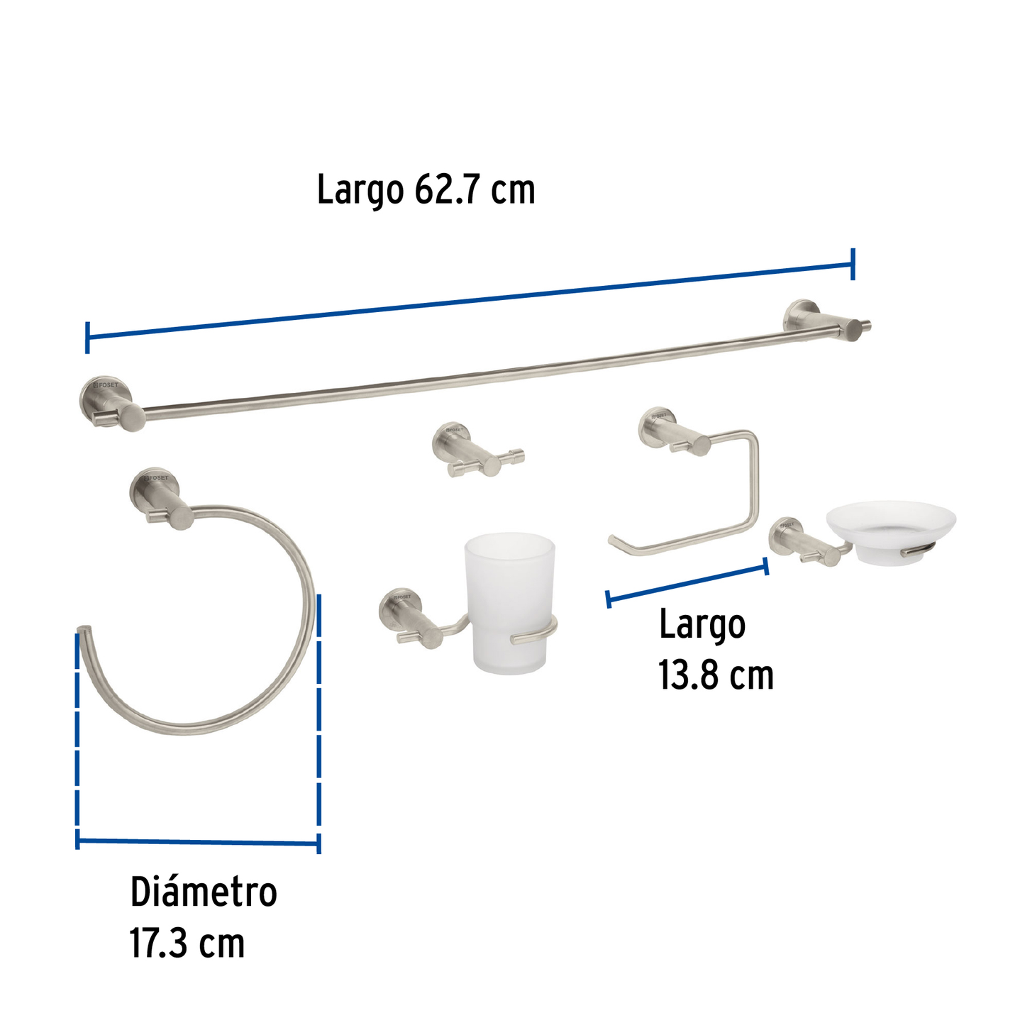 Juego de accesorios para baño, 6 piezas, satinado, Element