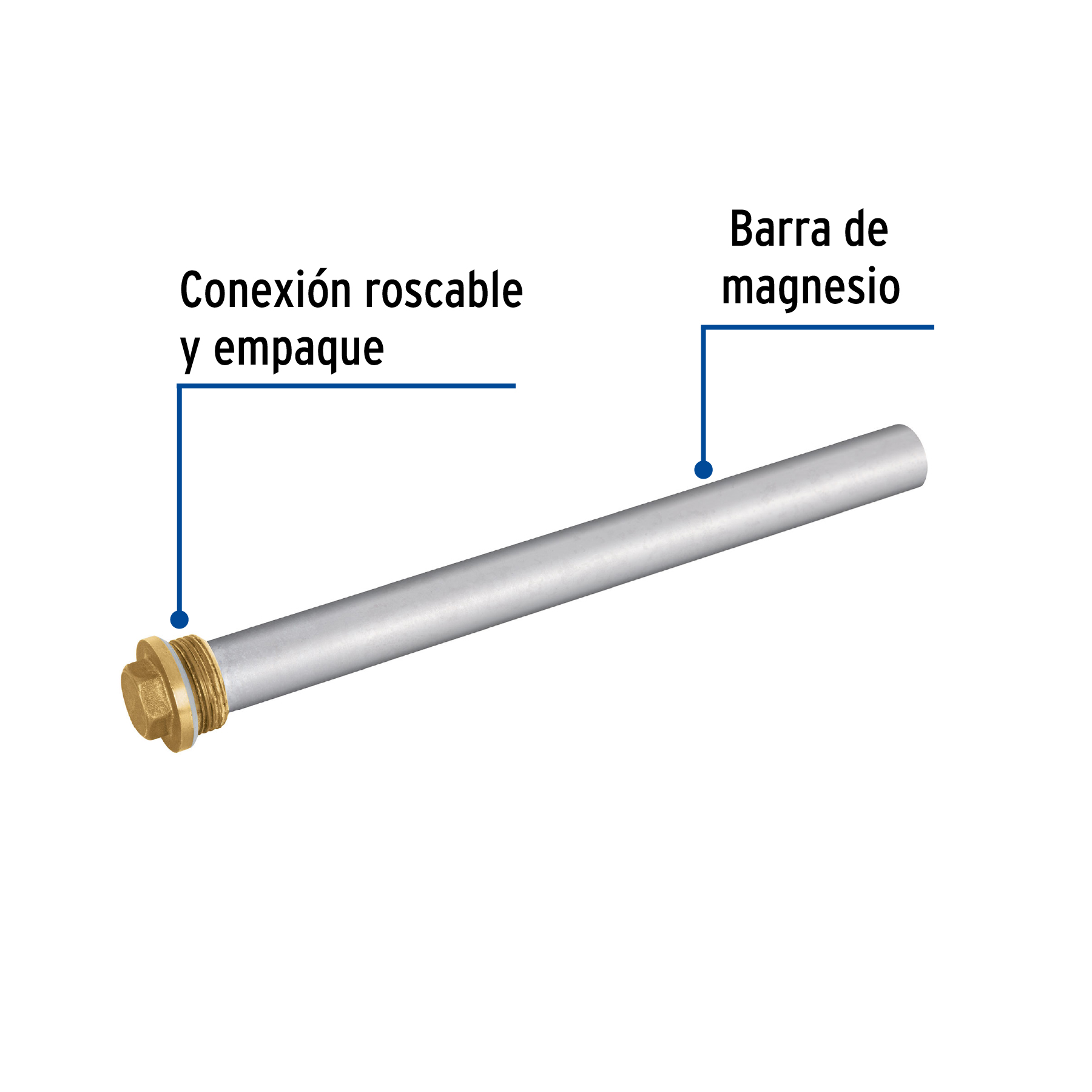 Ánodo de magnesio para calentador solar, 3/4'