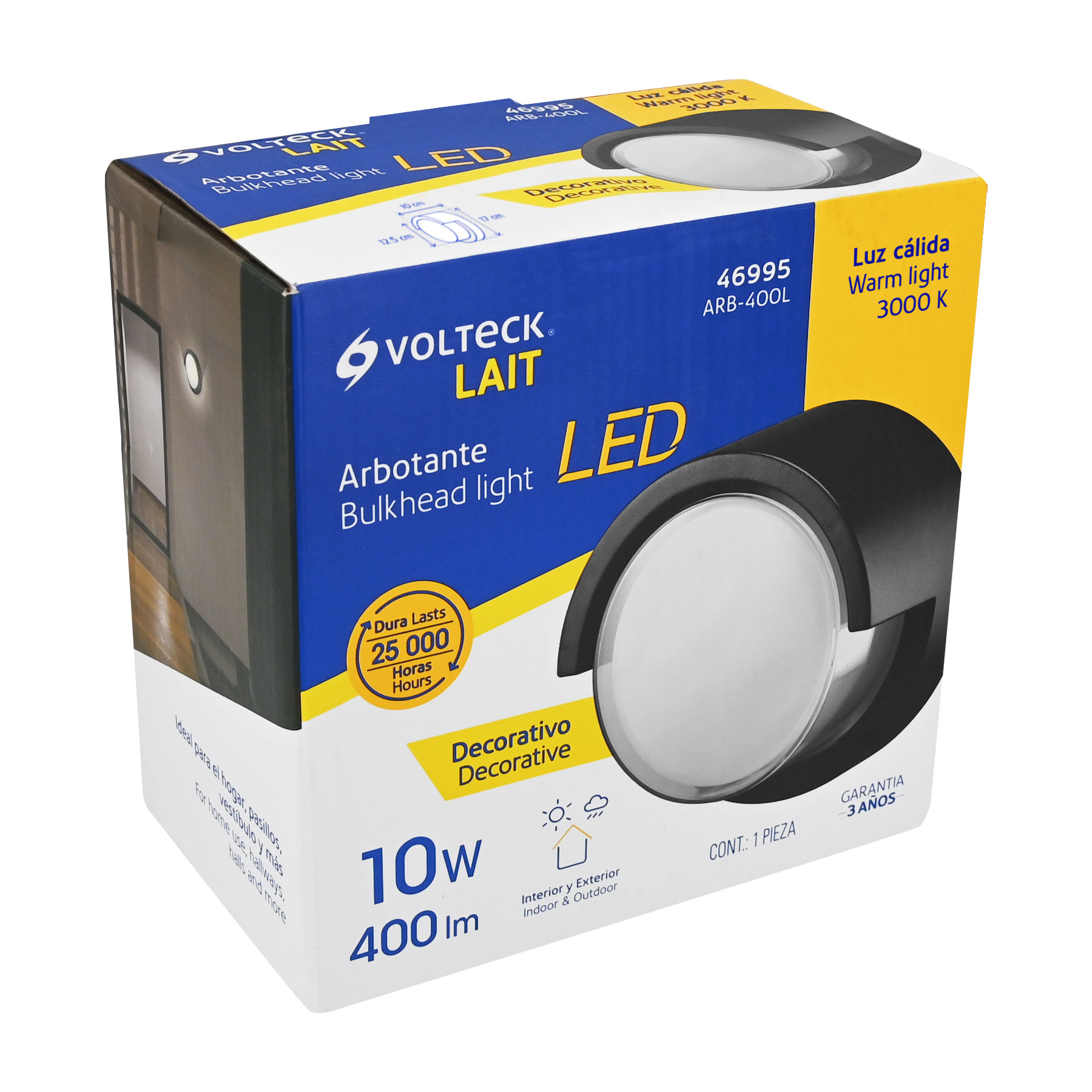 Arbotante decorativo de LED 10 W luz cálida, Volteck