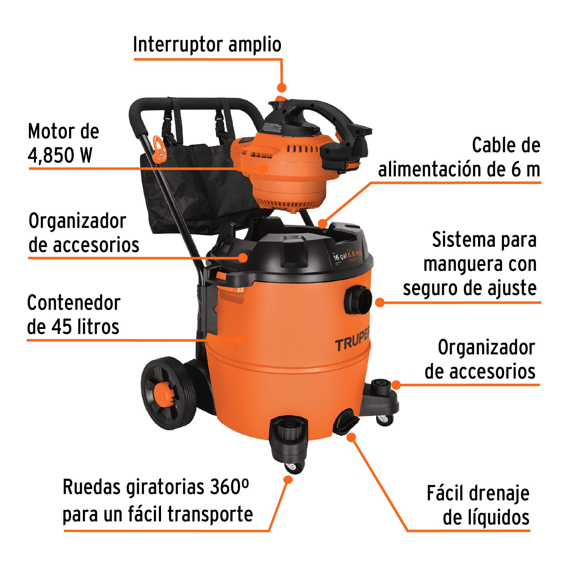 Aspiradora/Sopladora de 16 galones