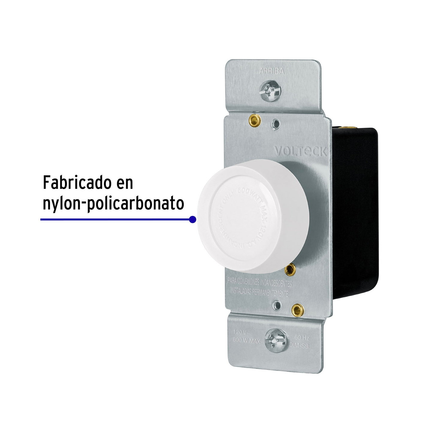 Atenuador de luz giratorio, Standard, blanco, Voltec