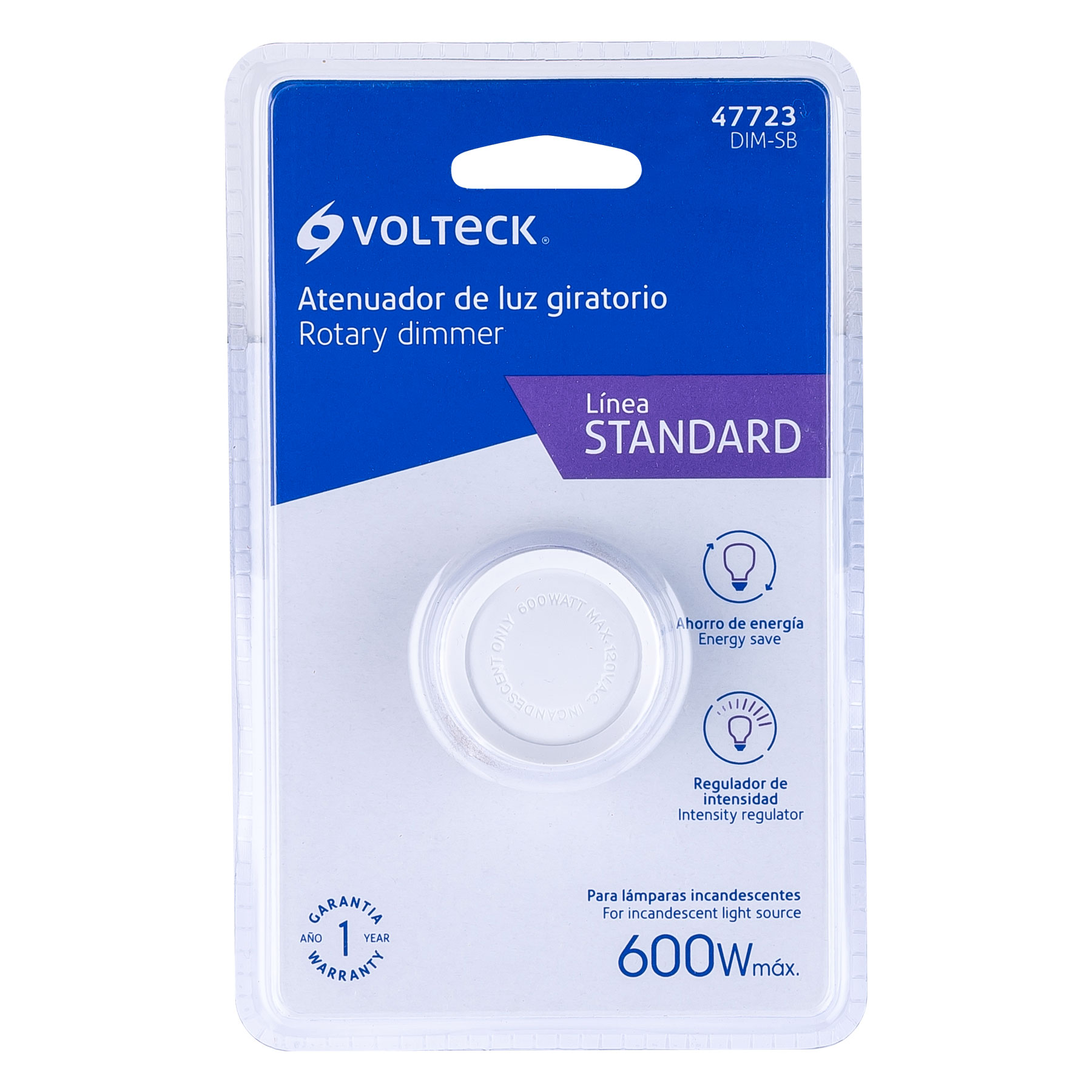 Atenuador de luz giratorio, Standard, blanco, Voltec
