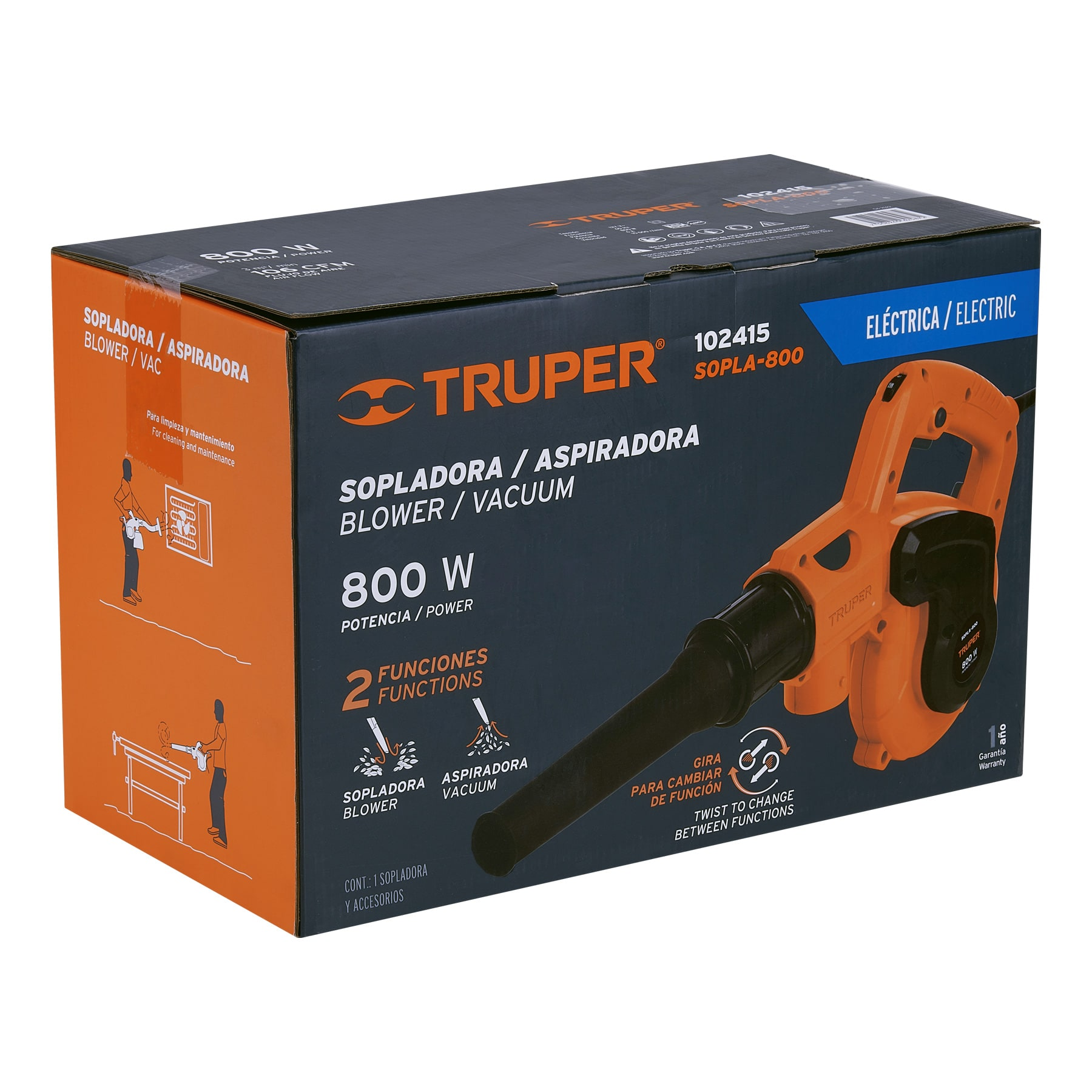 Sopladora/Aspiradora eléctrica 800 W, Truper