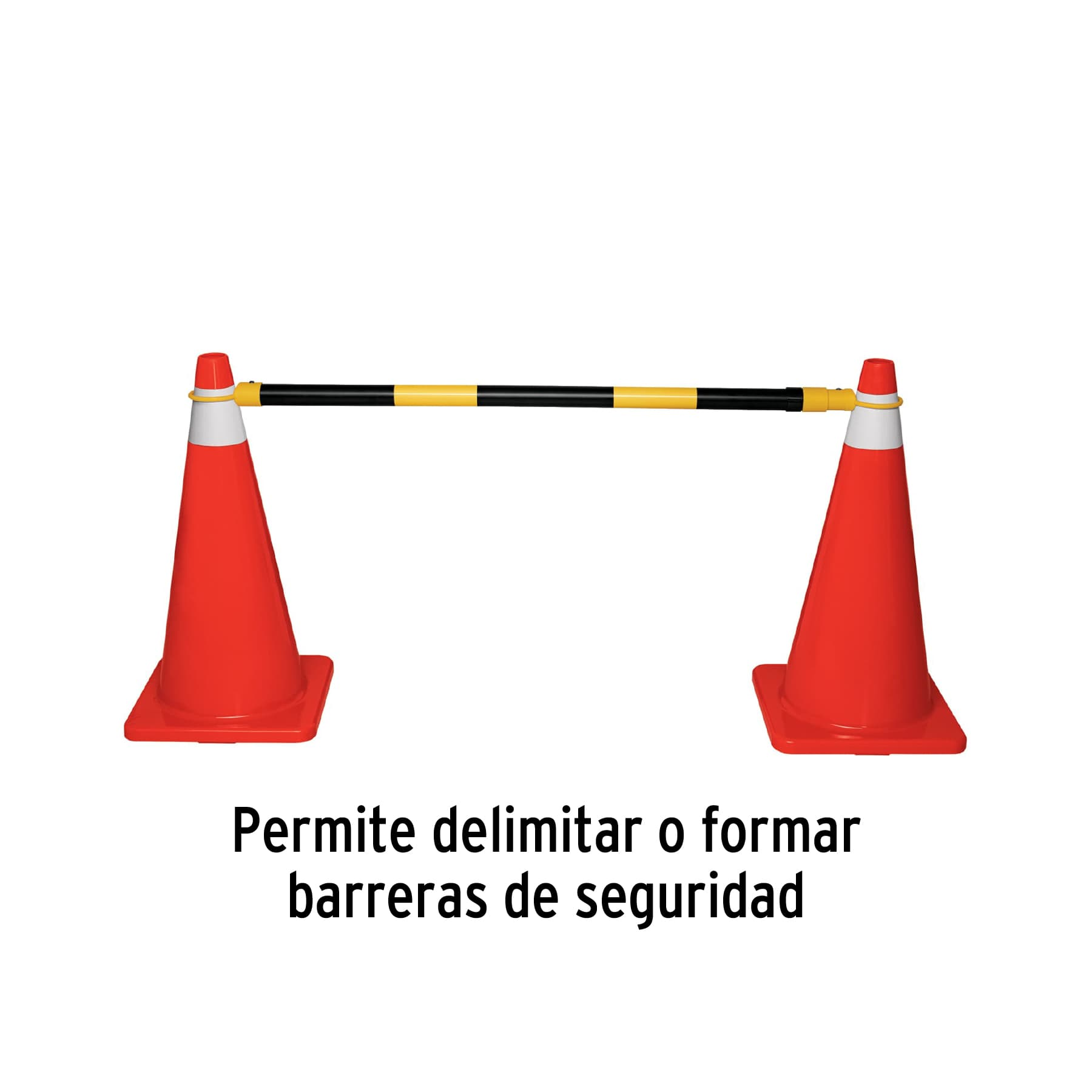 Barra reflejante de PVC, retráctil p/conos, 135 a 210 cm