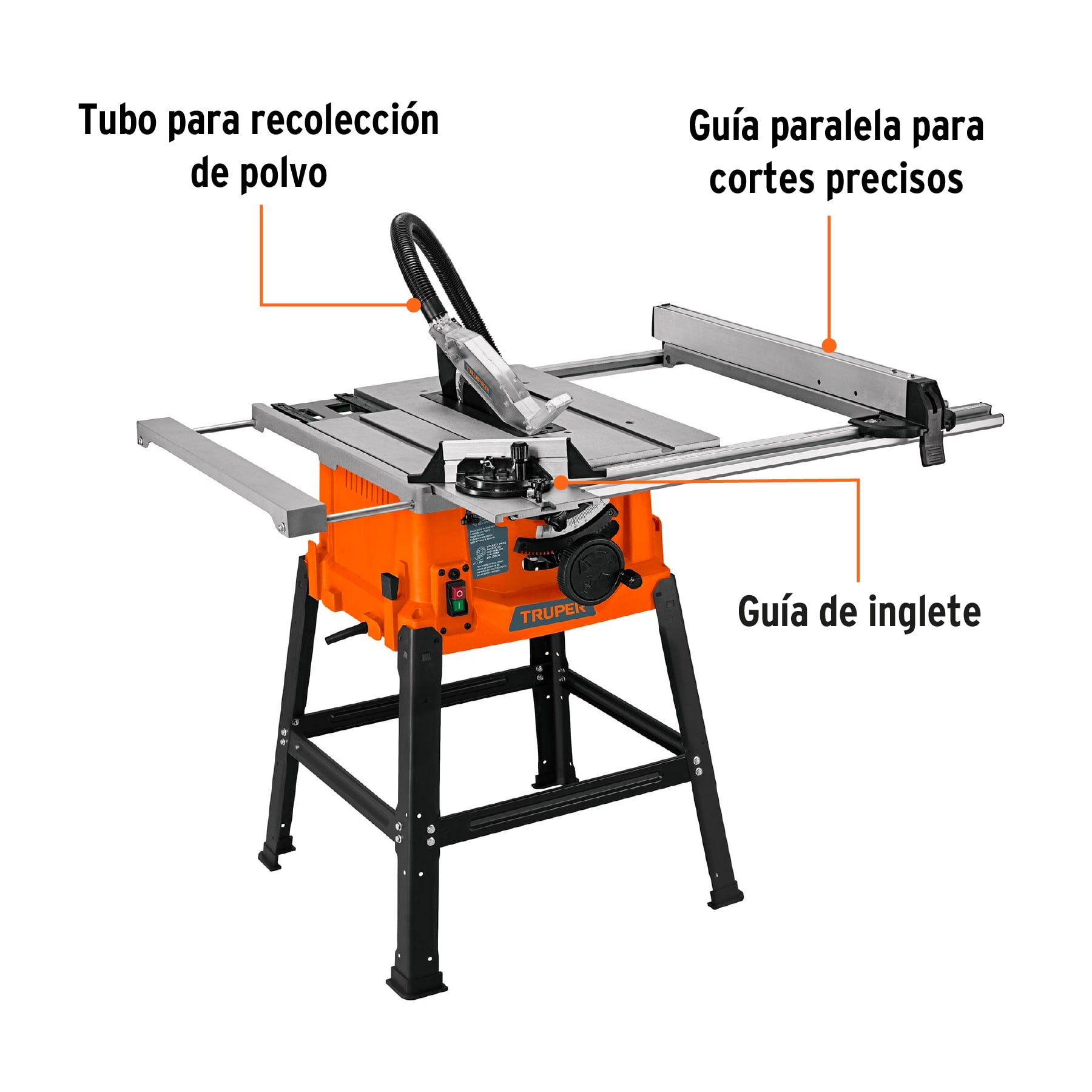 Sierra de mesa 10' con base, 2.4 HP