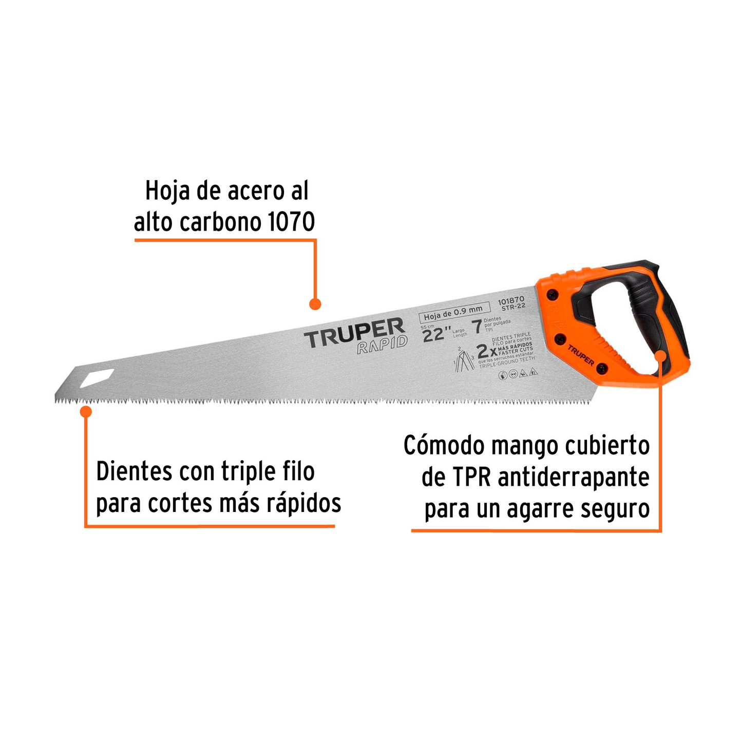 Serrucho Rapid 22', mango Comfort grip