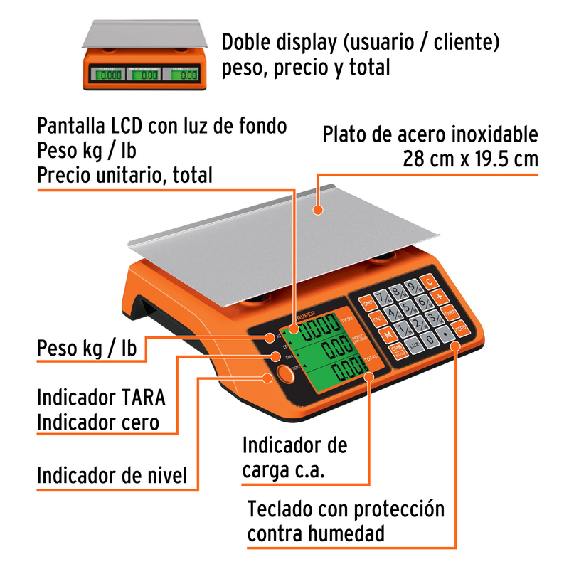 Báscula electrónica colgante, 500 kg, Truper