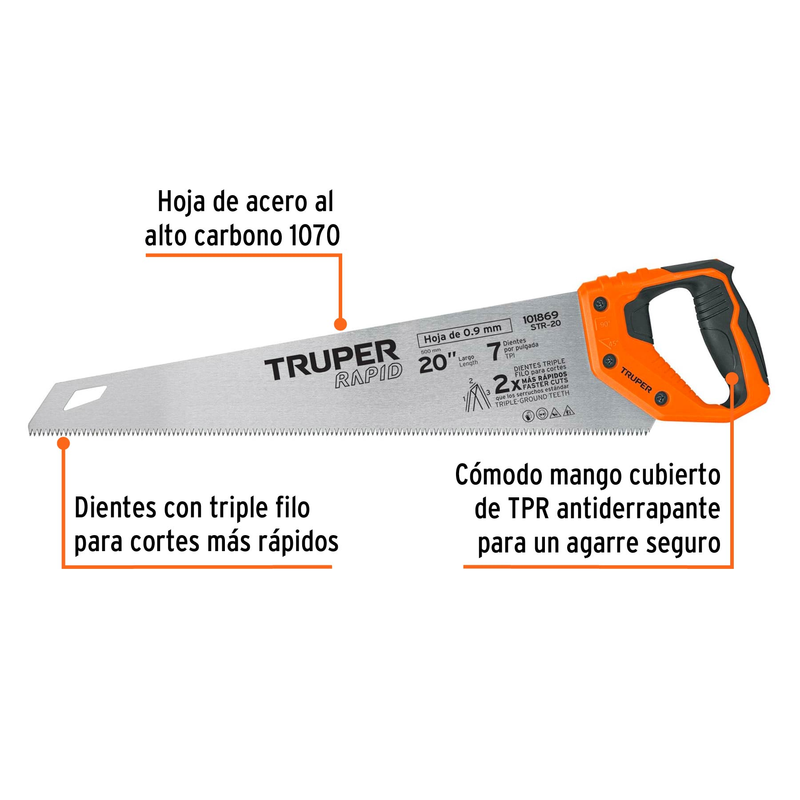 Serrucho Rapid 20', mango Comfort grip