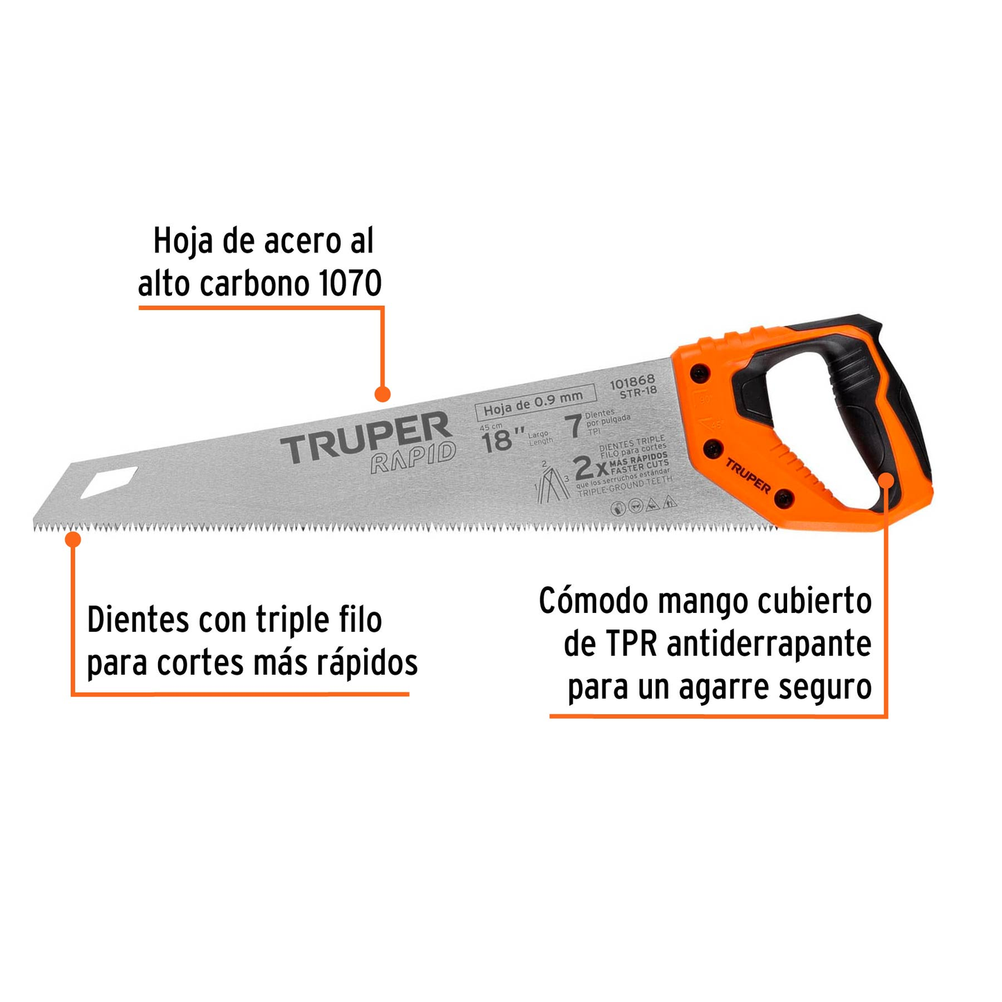 Serrucho Rapid 18', mango Comfort grip