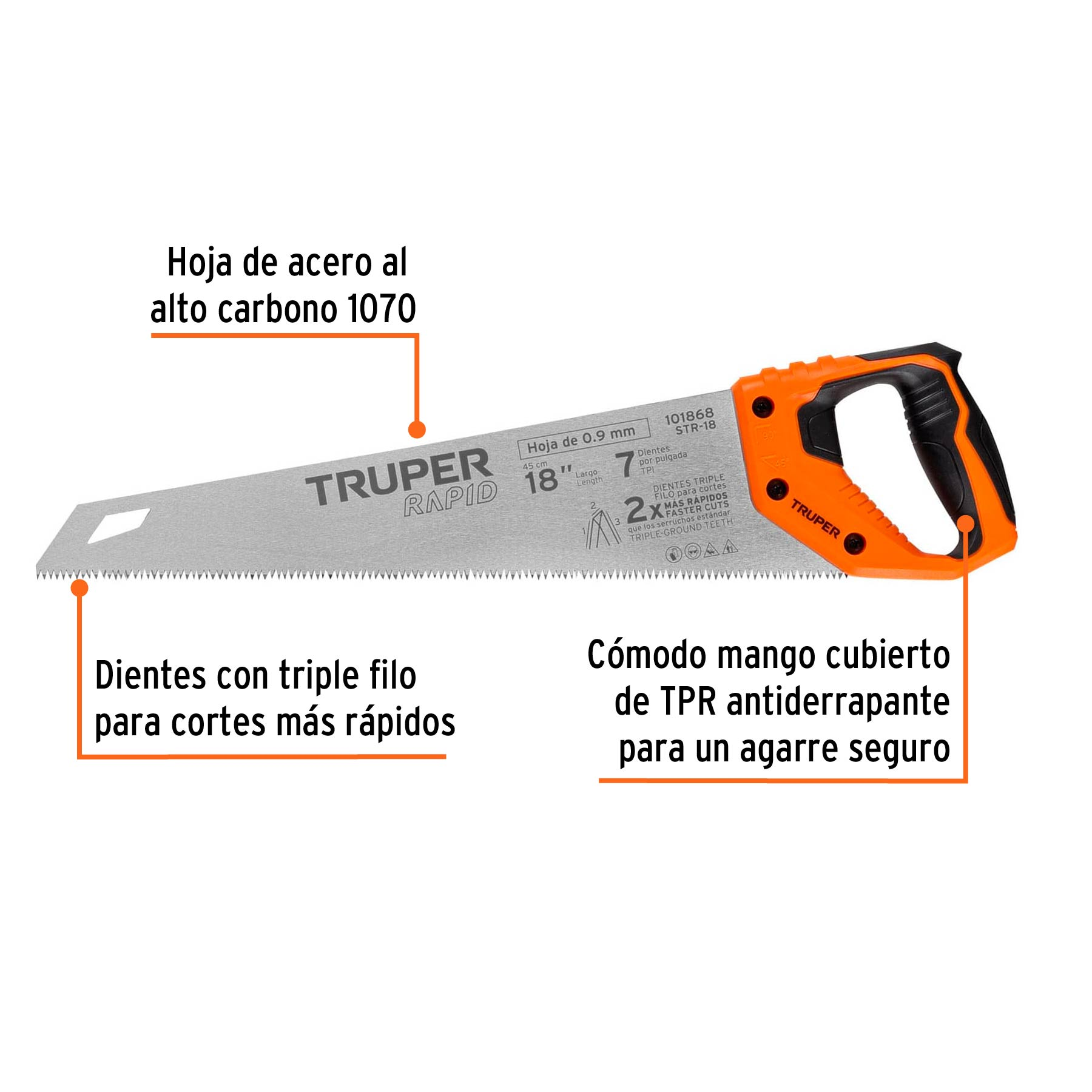 Serrucho Rapid 18', mango Comfort grip