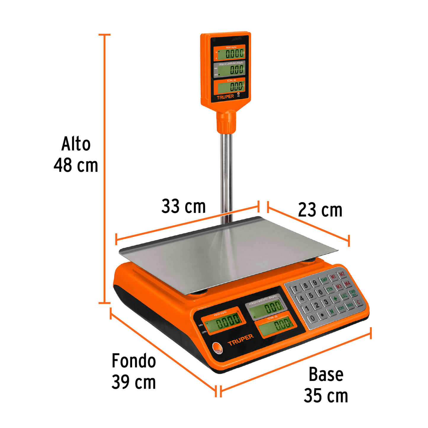 Báscula electrónica multifunciones con torreta, 40 kg