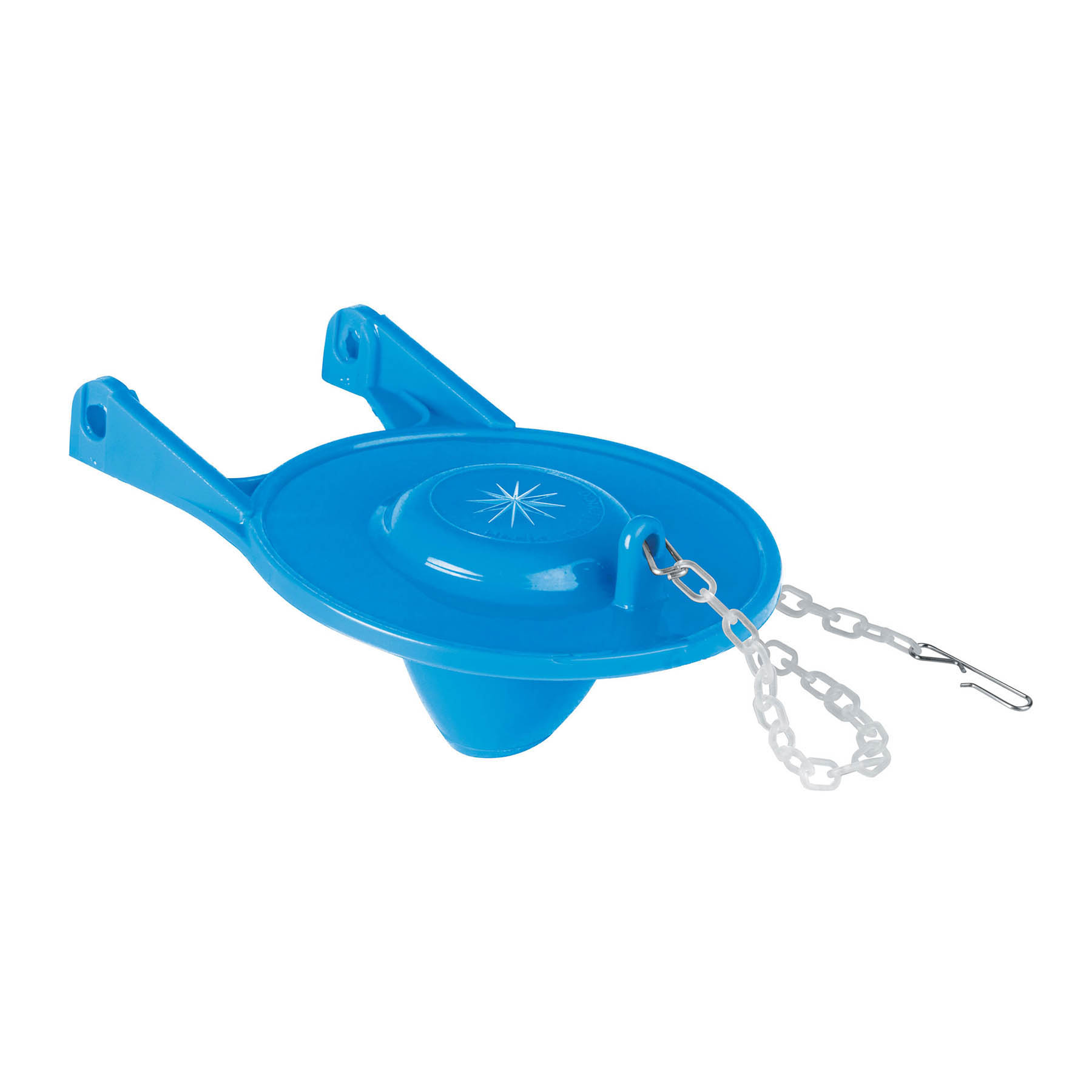 Sapo de 3' de PVC para WC, azul, con cadena de acero inox