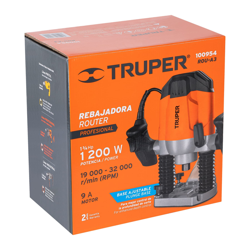 Tr1200 Router Router 1200 W 1-3/4 HP, profesional, Truper – Ferretería Feresmar