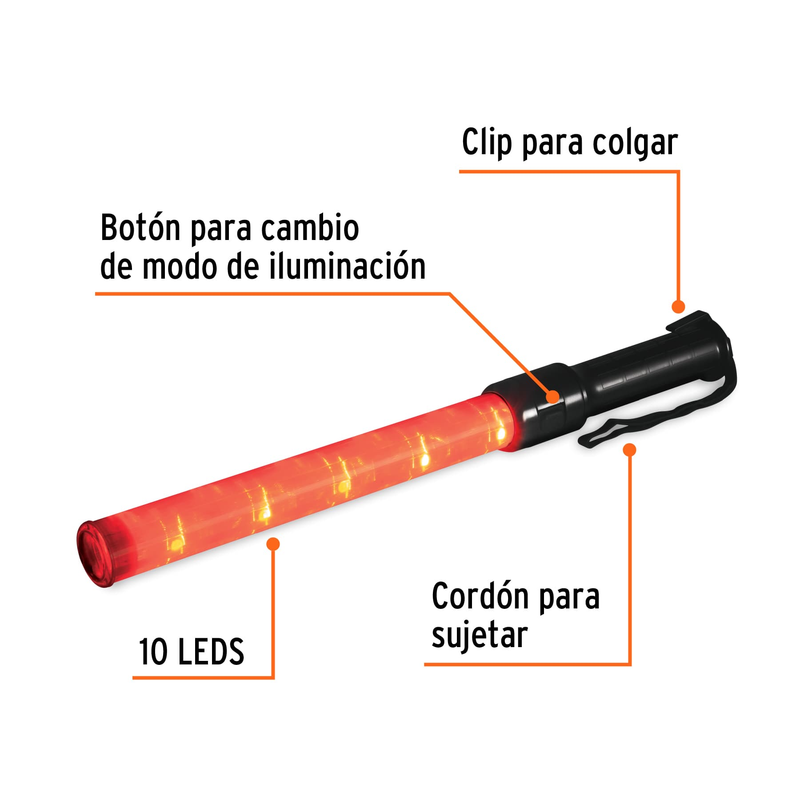 Bastón de seguridad de luz LED, 52 cm