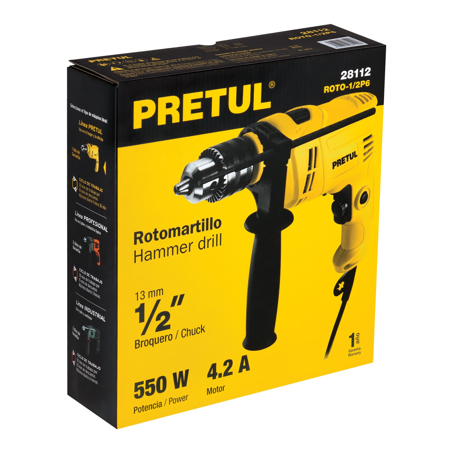 Rotomartillo 1/2', 550 W, Pretul