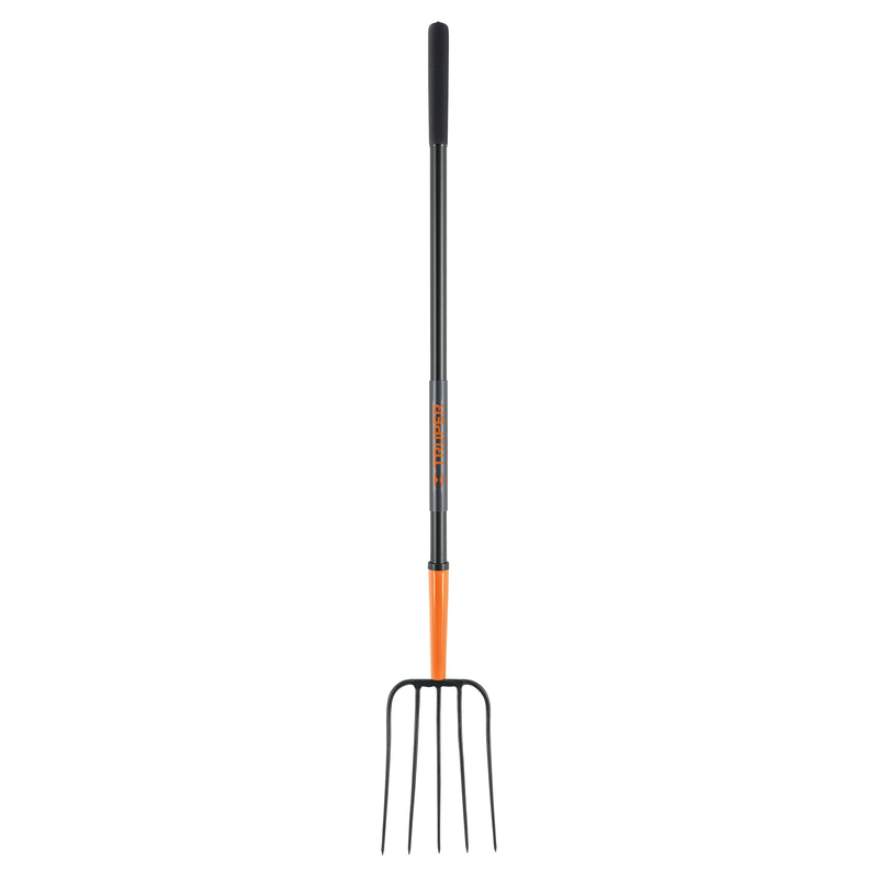 Bieldo para paja, 5 dientes, mango de acero 48'