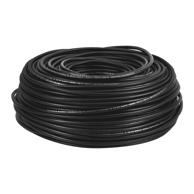 Rollo de 100 metros de cable THW CCA 8 AWG negro, Basic