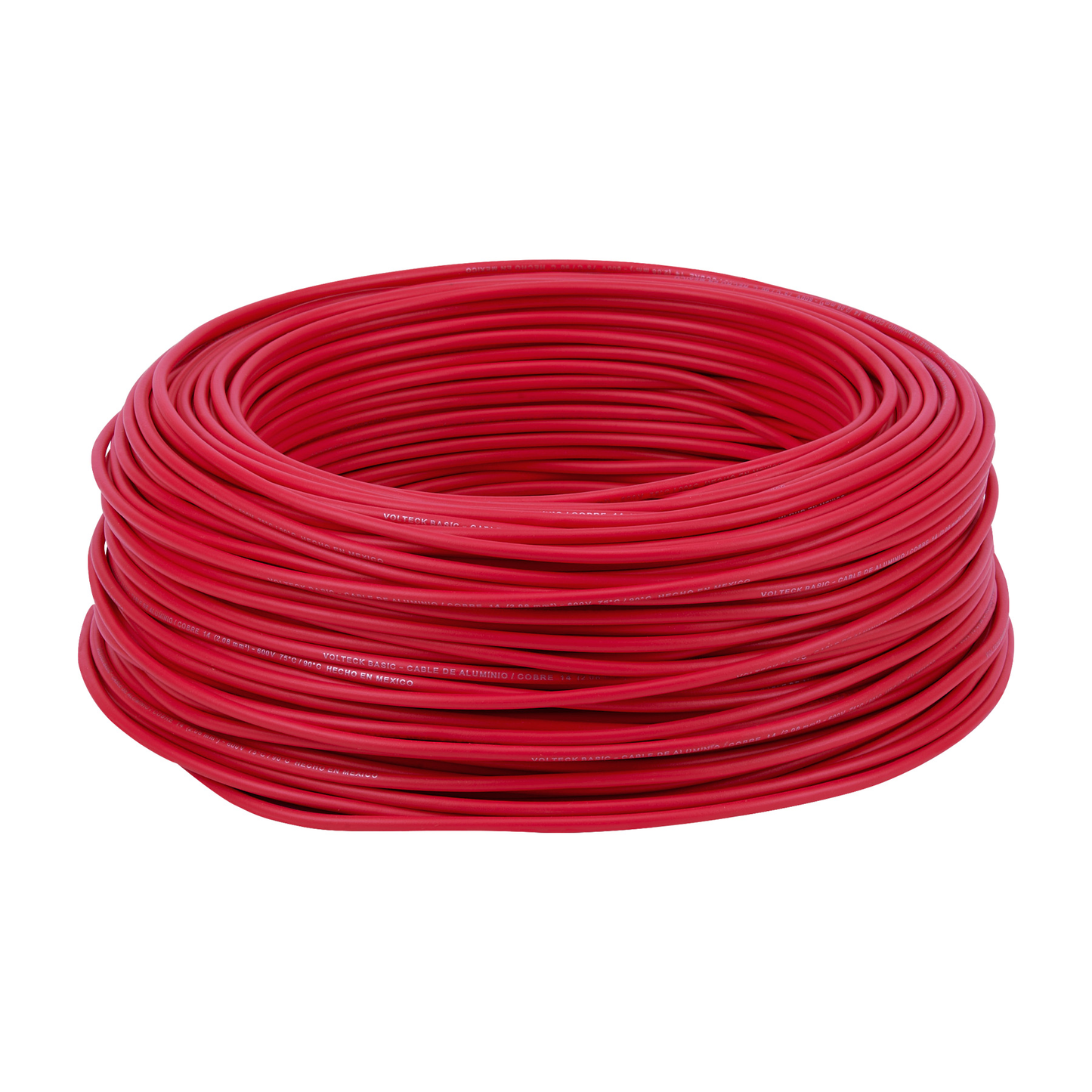 Rollo de 100 metros de cable THW CCA 14 AWG rojo, Basic
